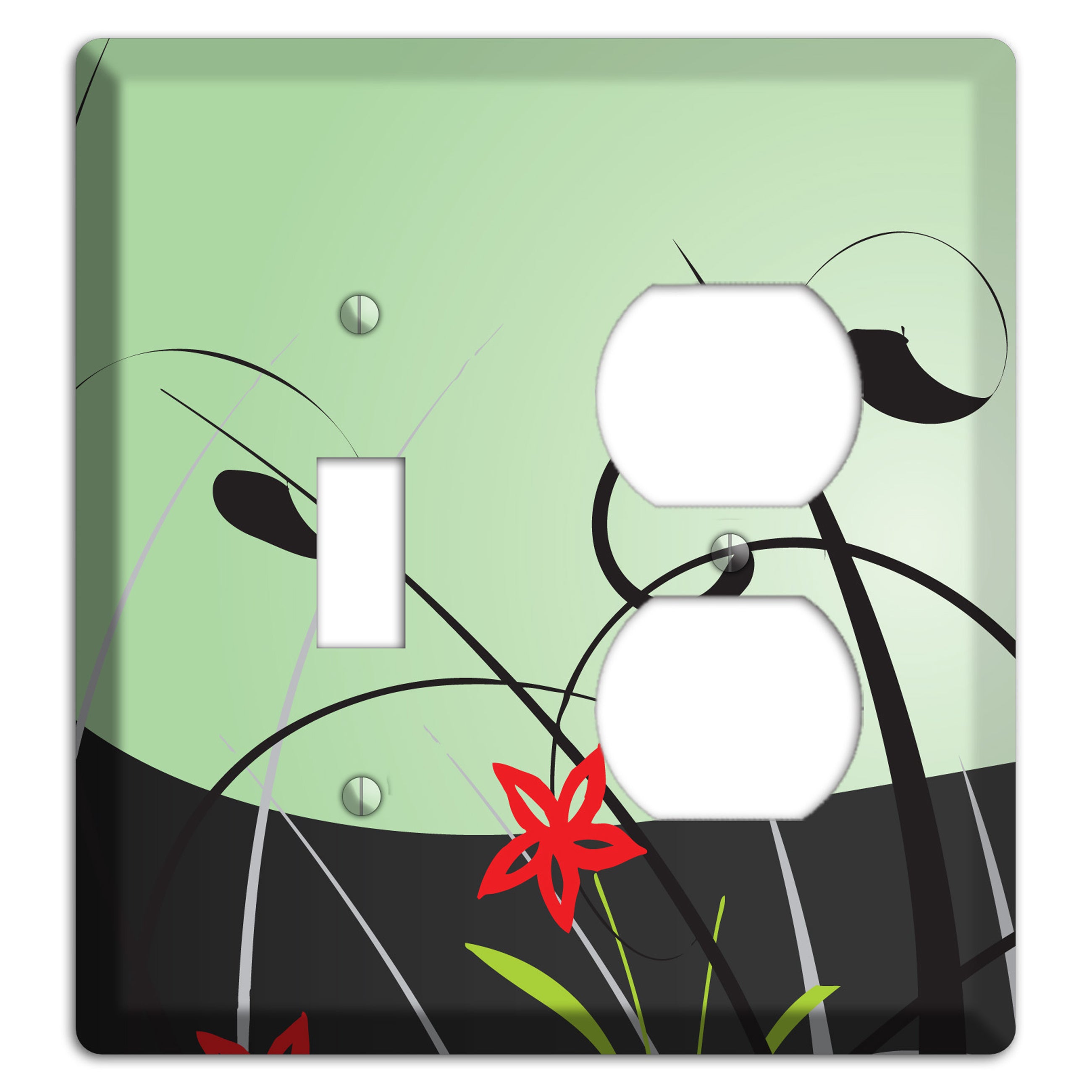 Mint Green Floral Sprig Toggle / Duplex Wallplate