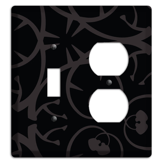 Black with Grey Abstract Swirl Toggle / Duplex Wallplate