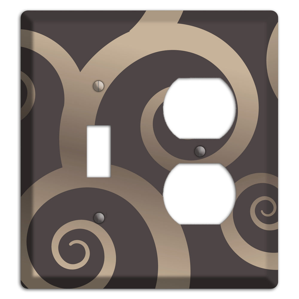 Brown with Beige Large Swirl Toggle / Duplex Wallplate