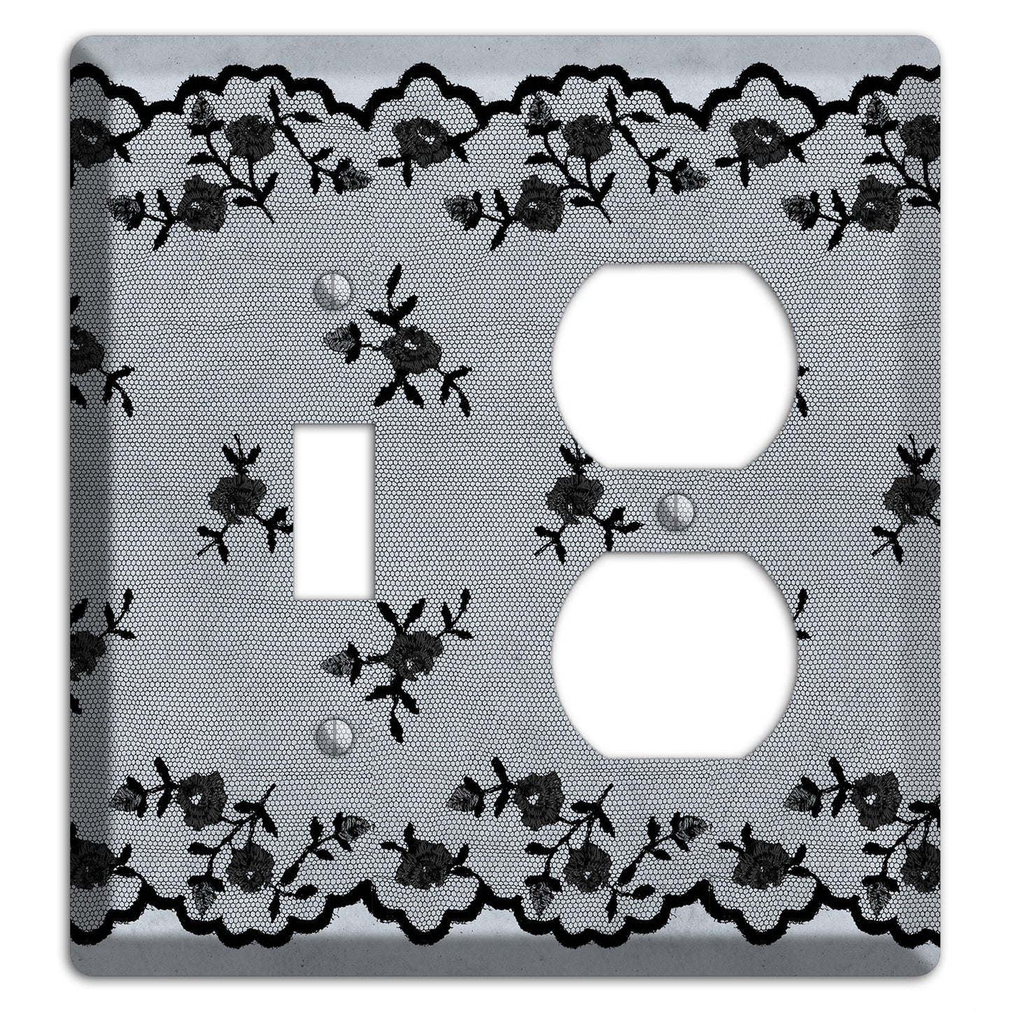 Embroidered Floral Gray Toggle / Duplex Wallplate
