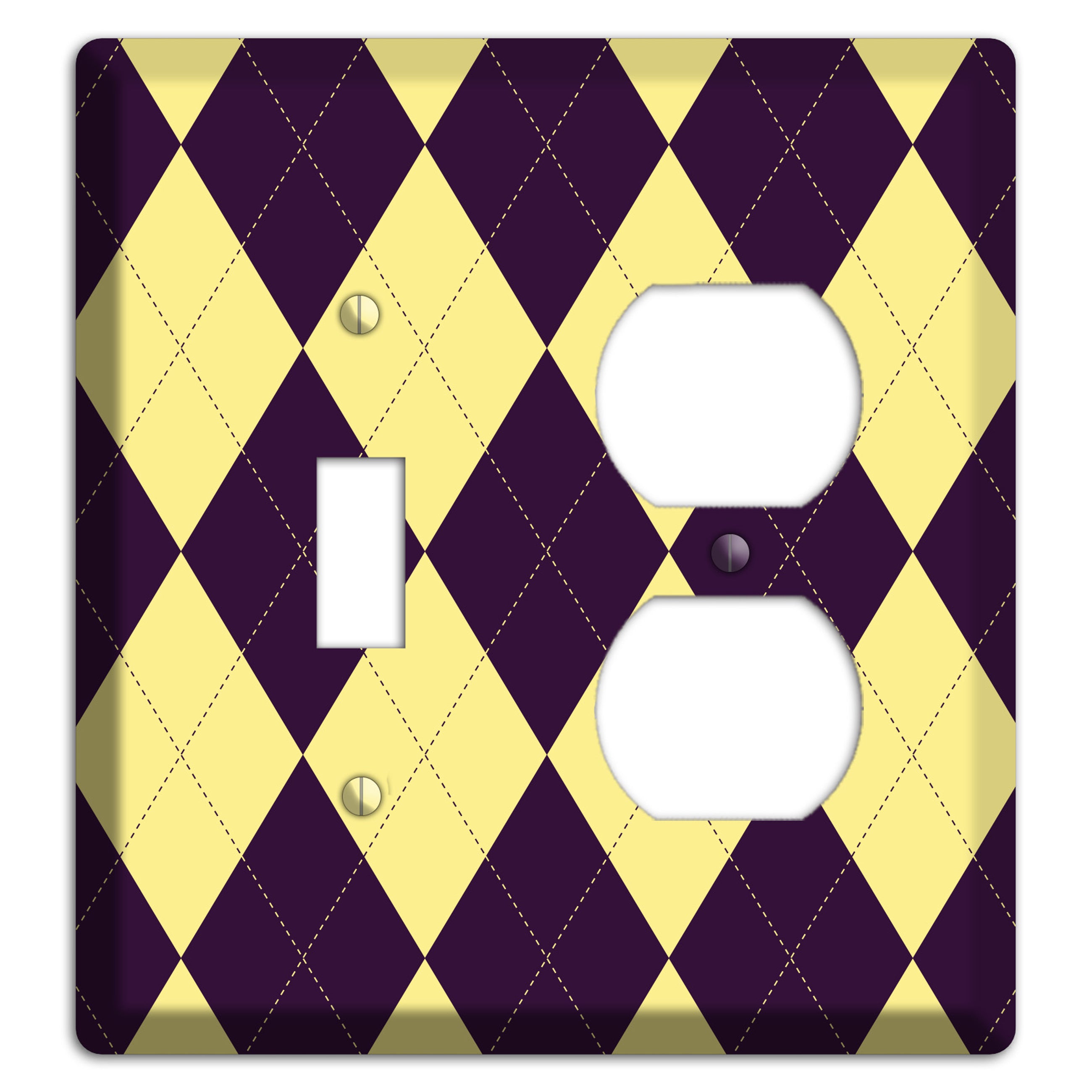 Yellow and Black Argyle Toggle / Duplex Wallplate