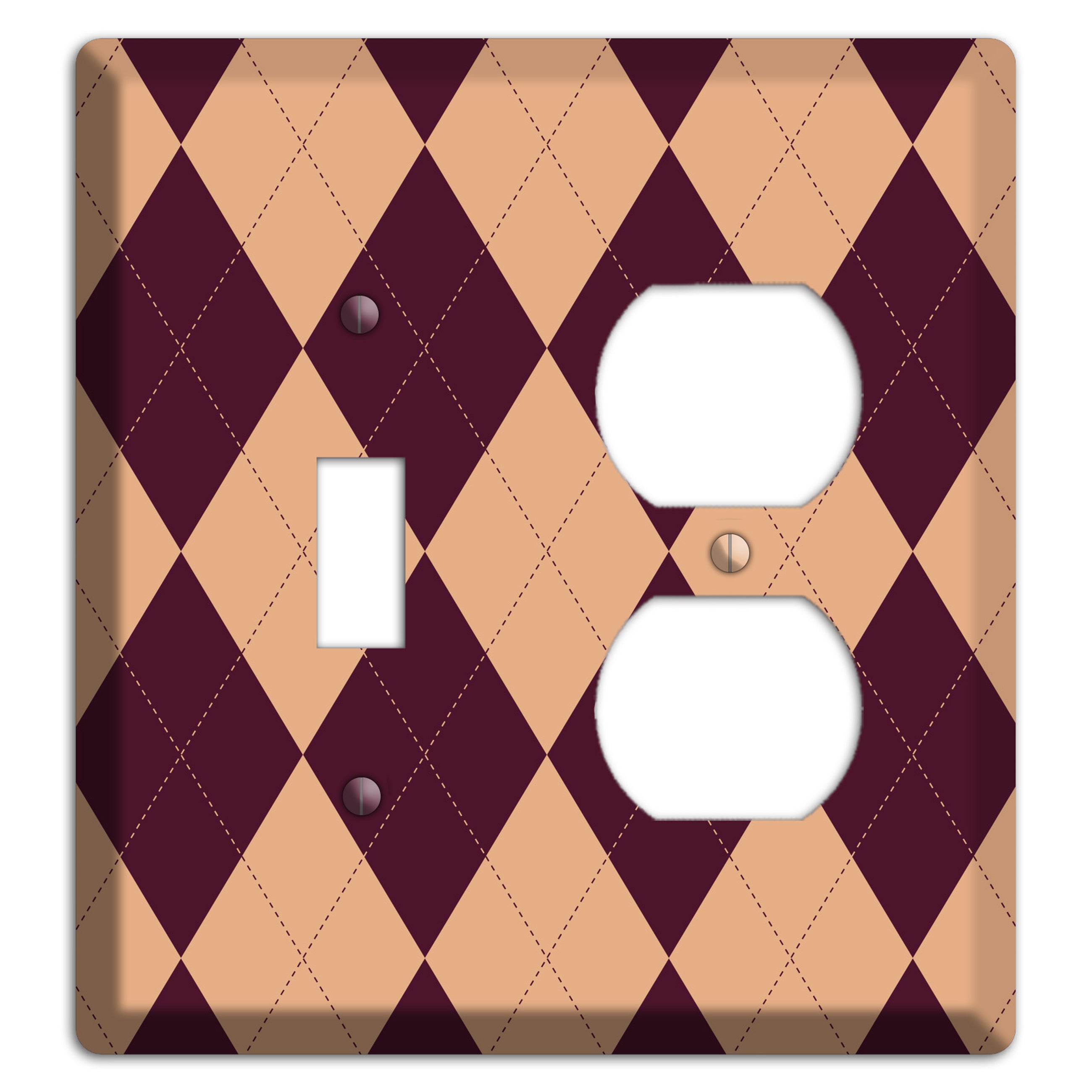 Purple and Beige Argyle Toggle / Duplex Wallplate