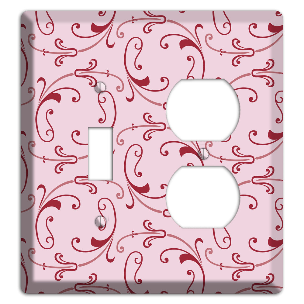 Pink Victorian Sprig Toggle / Duplex Wallplate