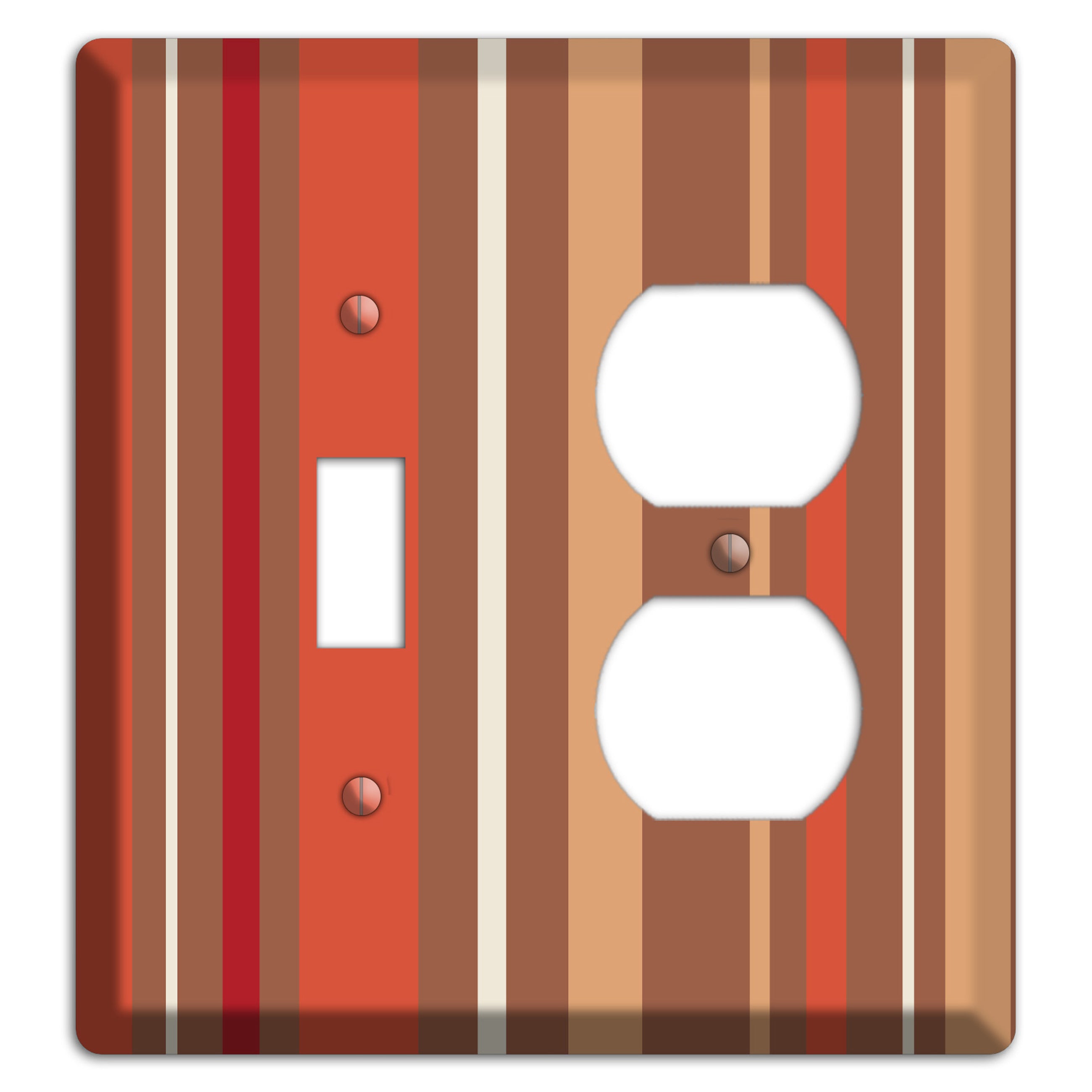 Multi Coral Vertical Stripe Toggle / Duplex Wallplate