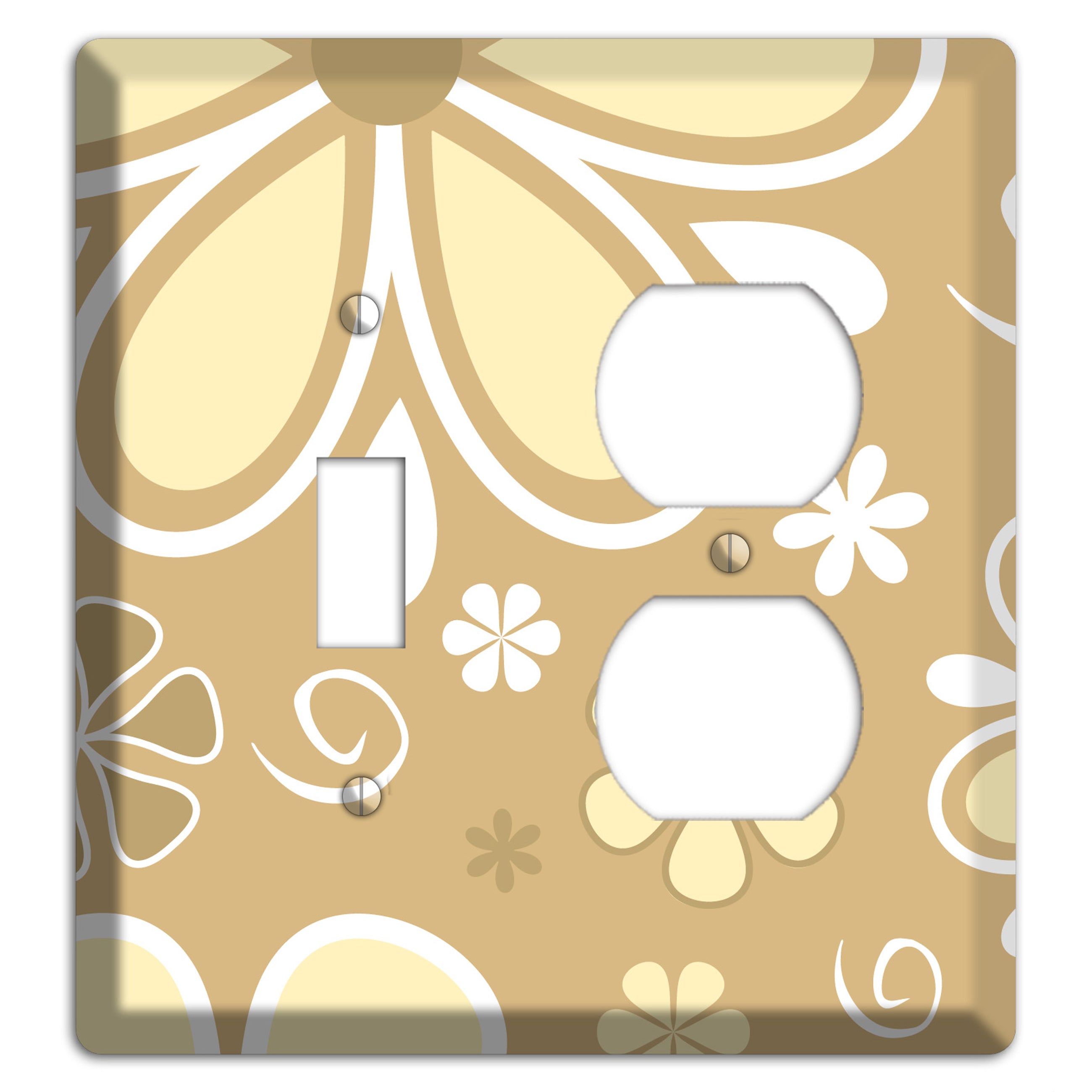 Beige Retro Flowers Toggle / Duplex Wallplate