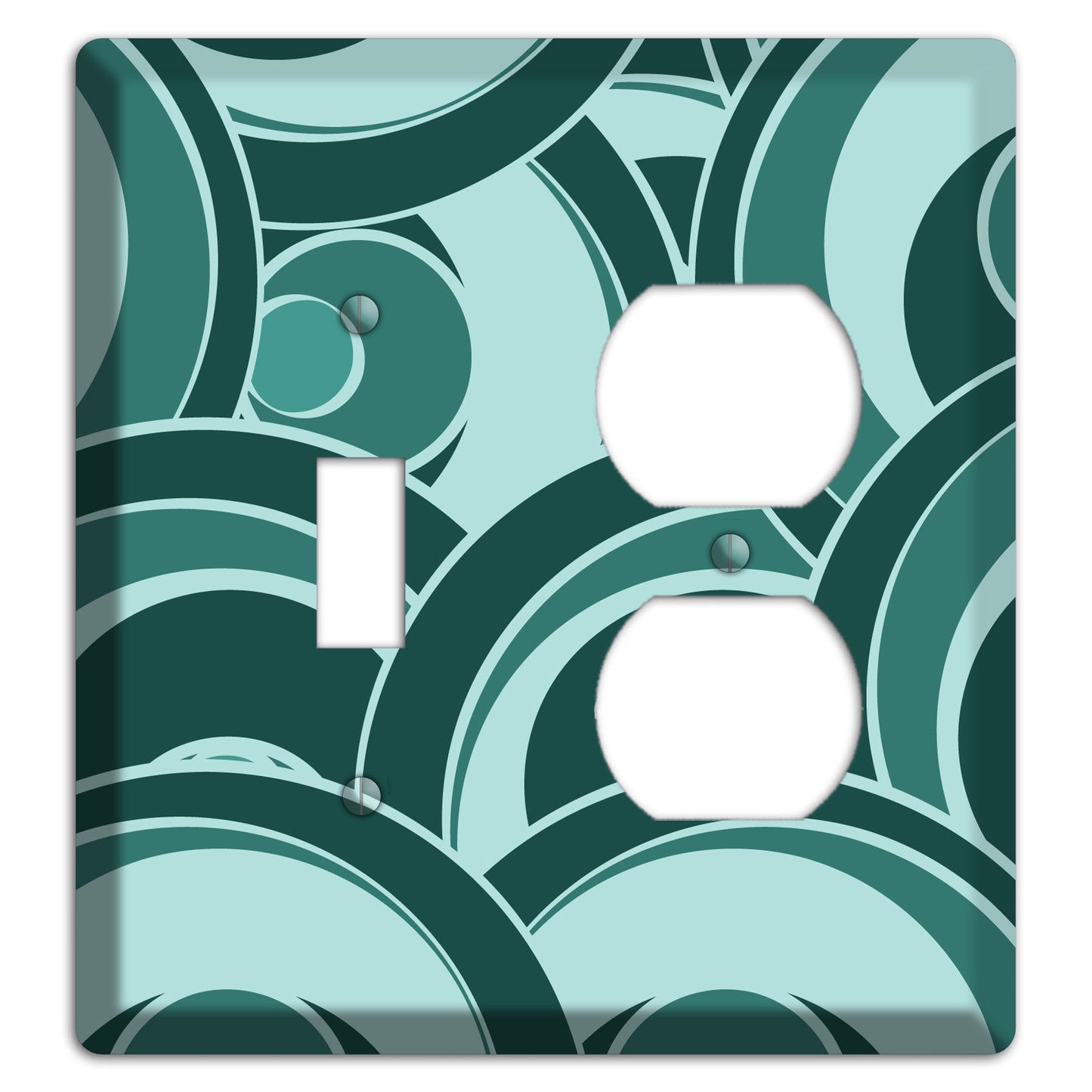 Blue-green Deco Circles Toggle / Duplex Wallplate