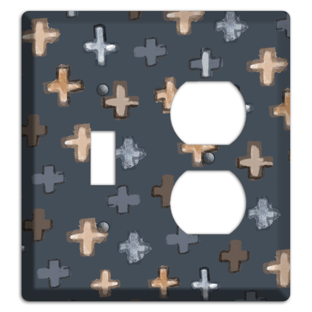 Navy Plus Signs Toggle / Duplex Wallplate