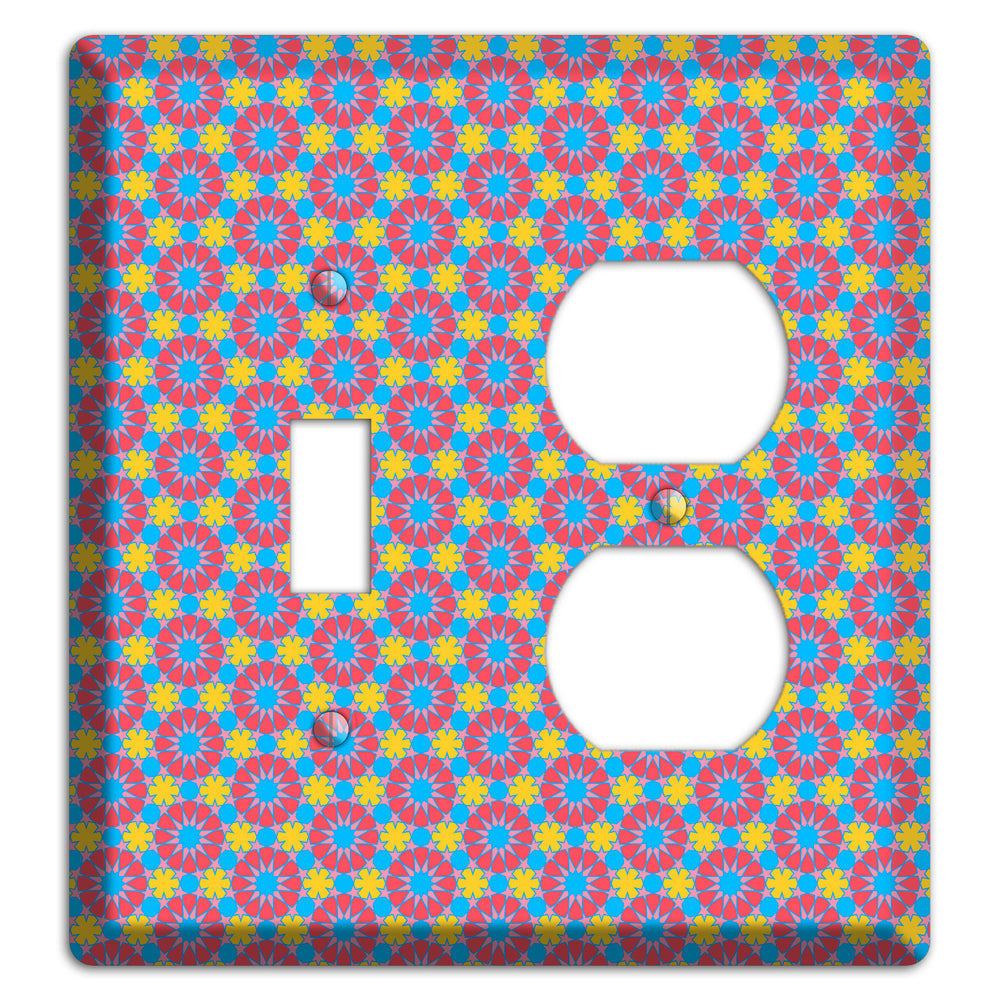 Fuschia Blue Yellow Foulard Toggle / Duplex Wallplate