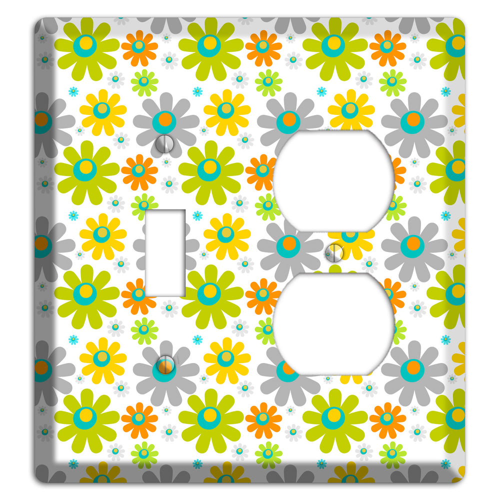 White and Yellow Flower Power Toggle / Duplex Wallplate