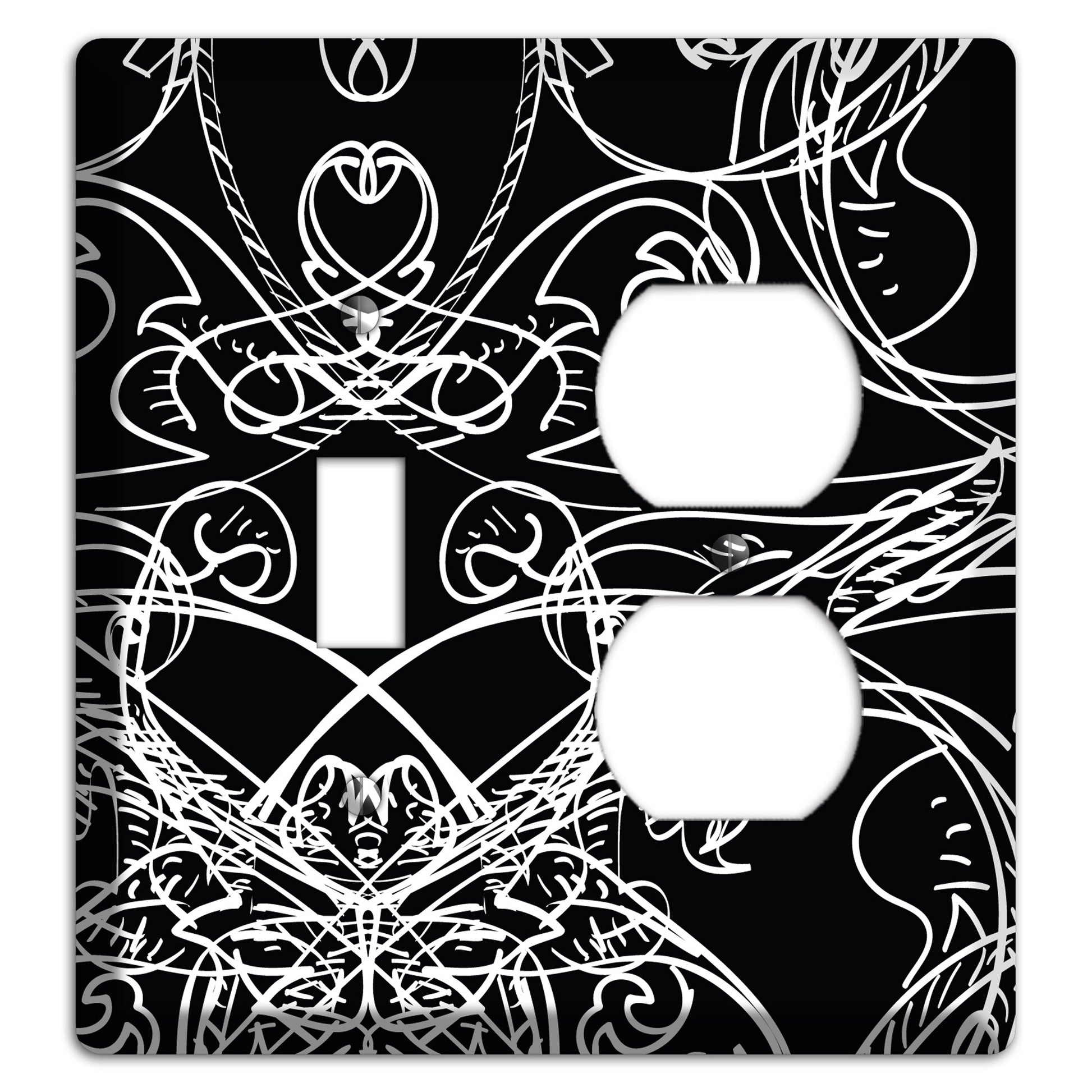 Black Deco Sketch Toggle / Duplex Wallplate