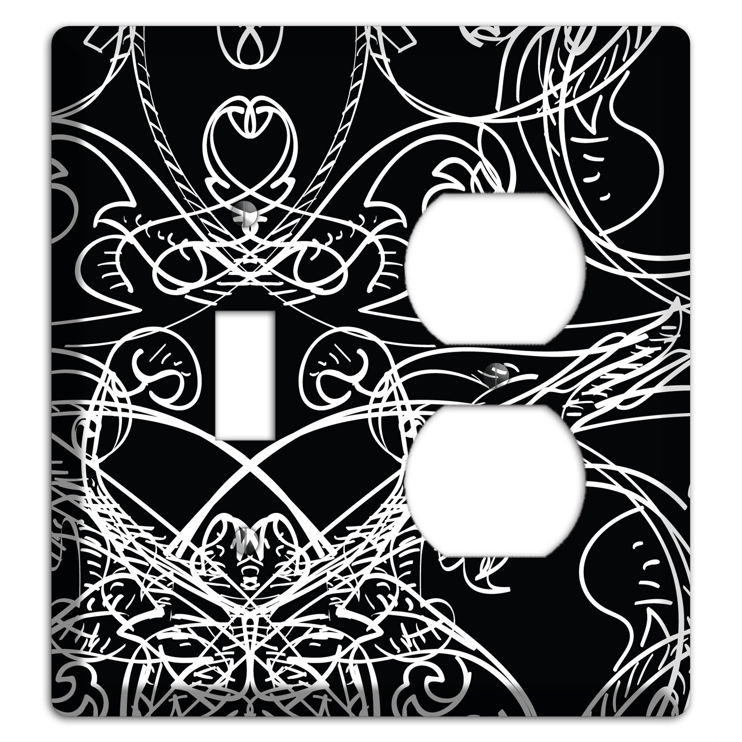 Black Deco Sketch Toggle / Duplex Wallplate