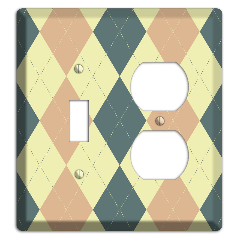 Yellow and Beige Argyle Toggle / Duplex Wallplate