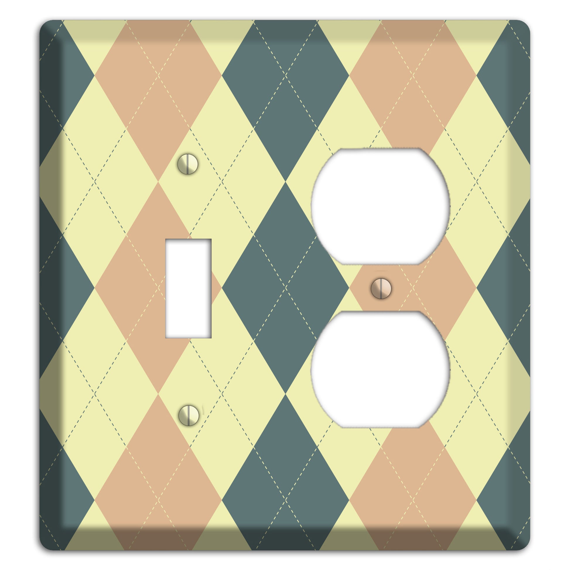 Yellow and Beige Argyle Toggle / Duplex Wallplate