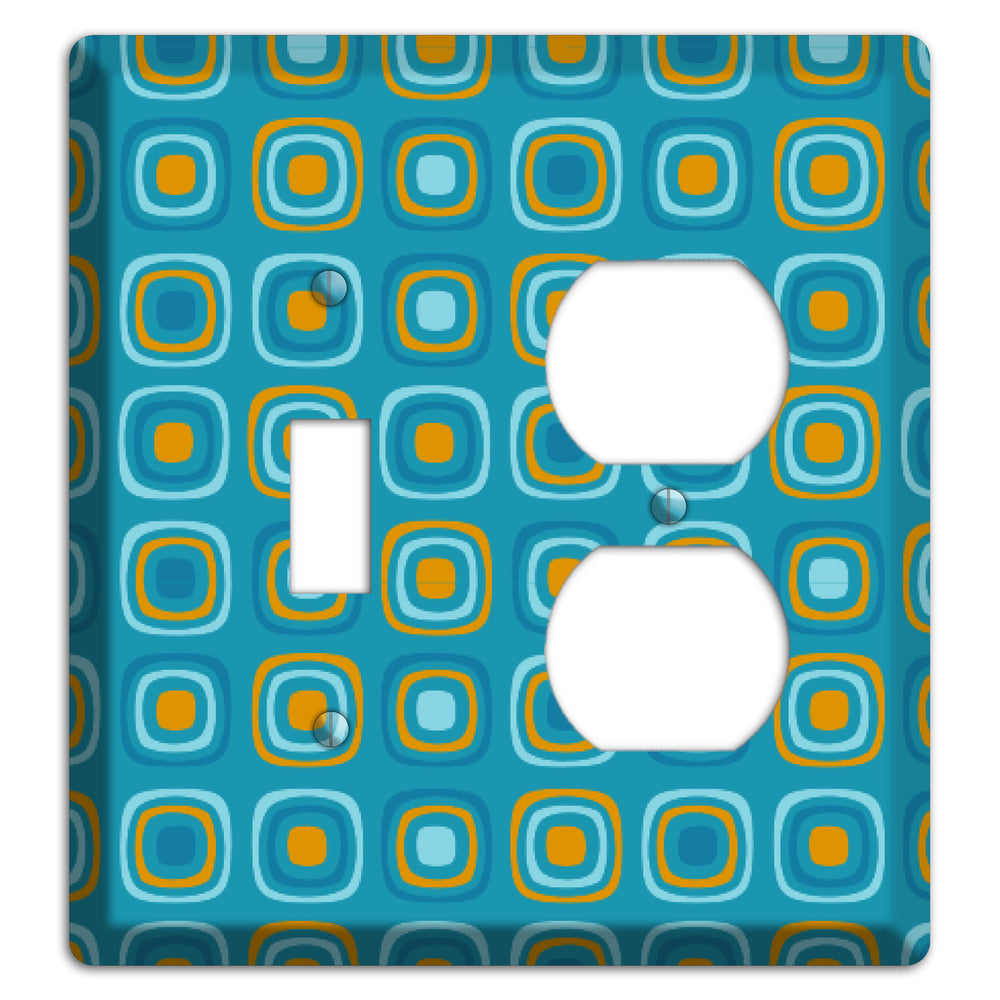 Teal and Mustard Rounded Squares Toggle / Duplex Wallplate