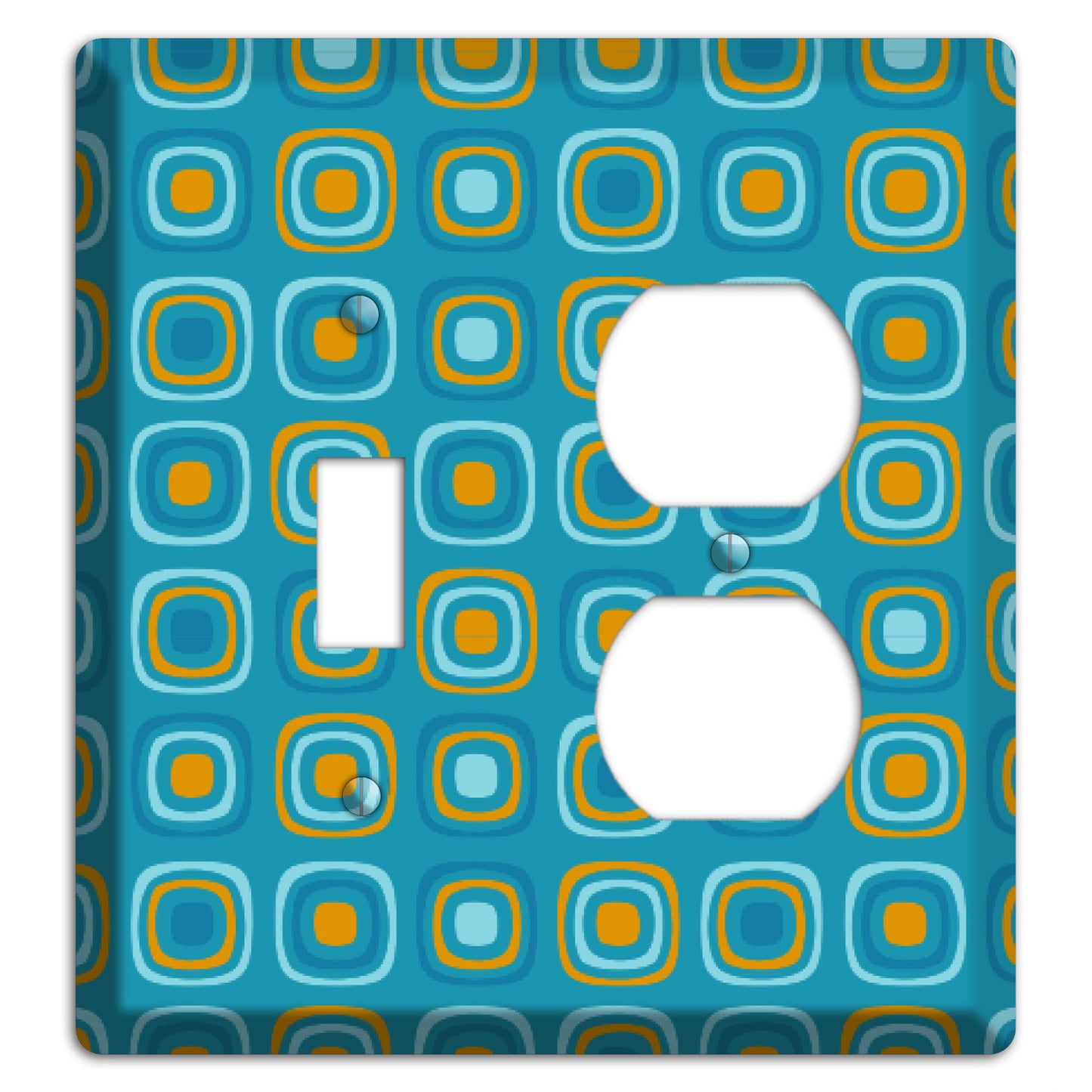 Teal and Mustard Rounded Squares Toggle / Duplex Wallplate