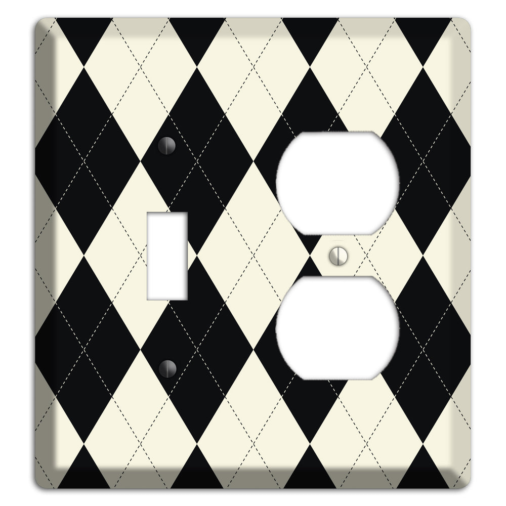 Black and Tan Argyle Toggle / Duplex Wallplate