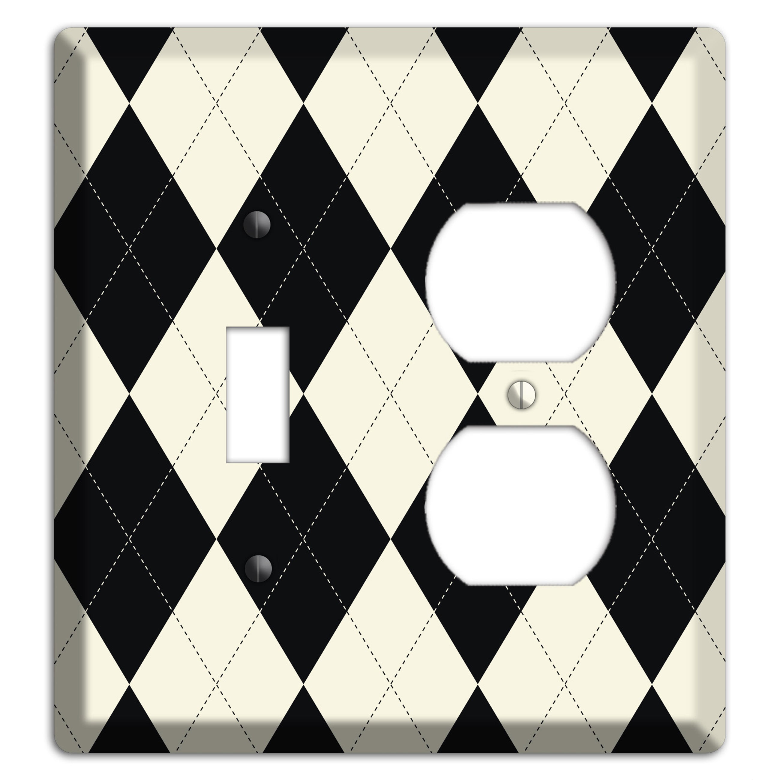 Black and Tan Argyle Toggle / Duplex Wallplate