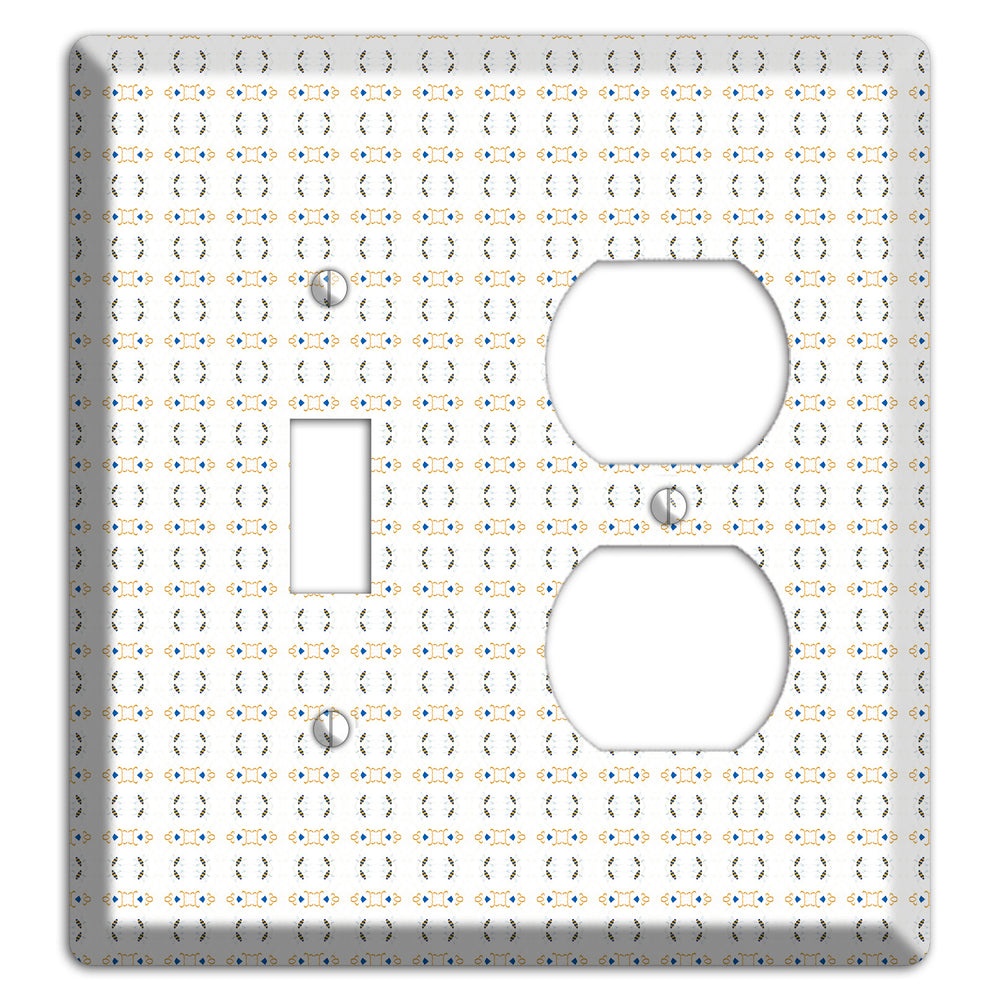 White with Grey and Olive Simple Geometric Toggle / Duplex Wallplate