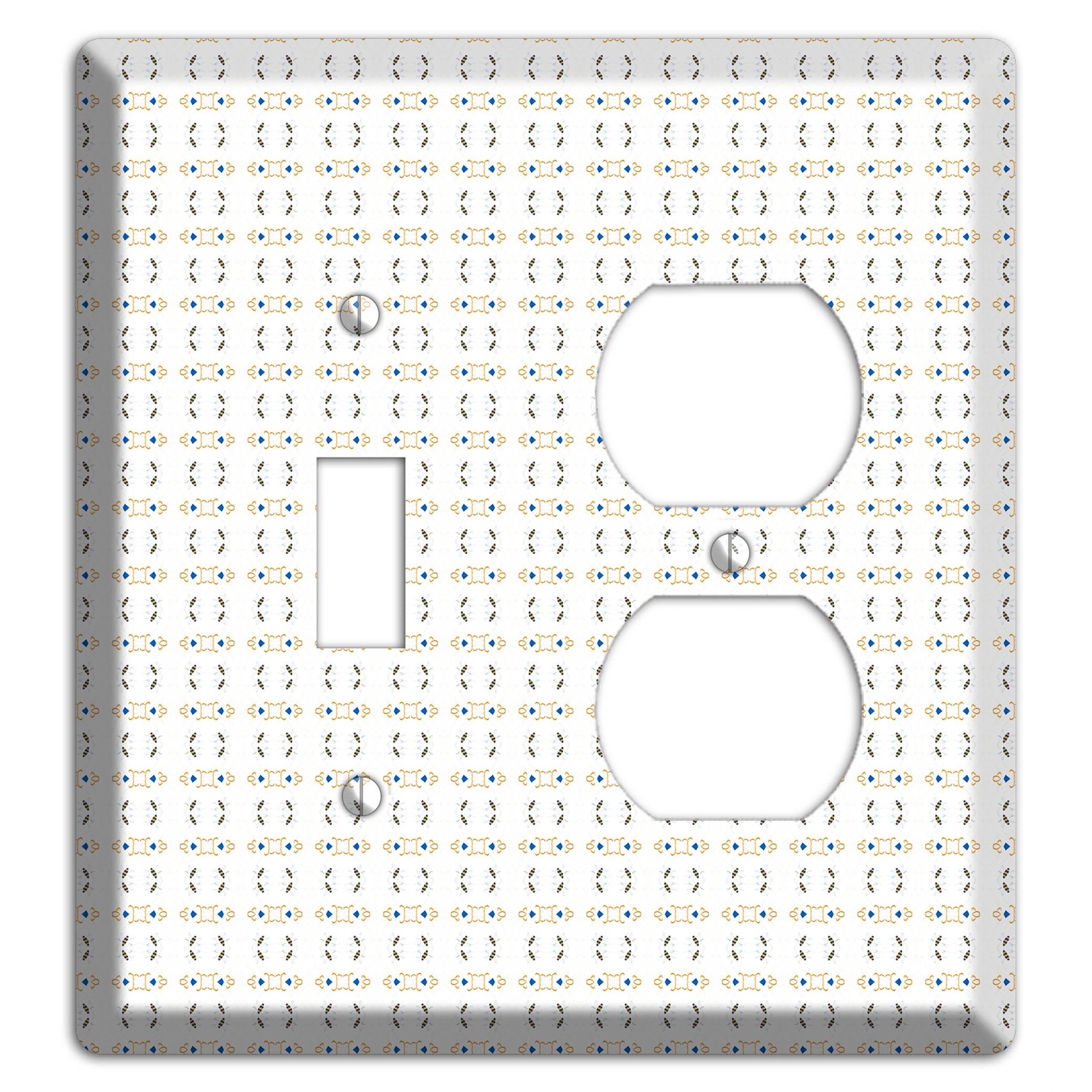 White with Grey and Olive Simple Geometric Toggle / Duplex Wallplate