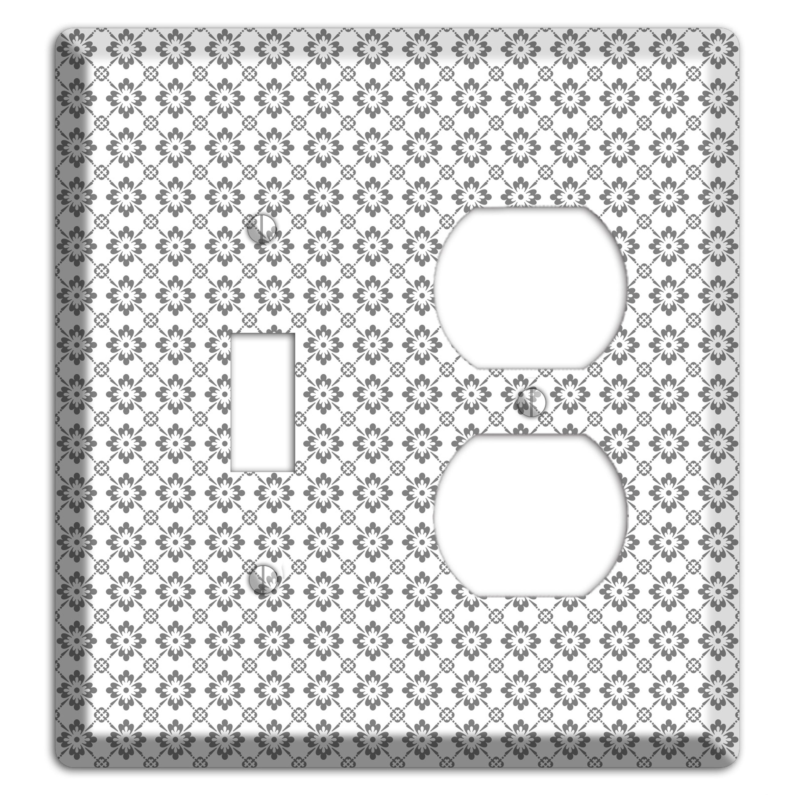 White with Grey Foulard Toggle / Duplex Wallplate