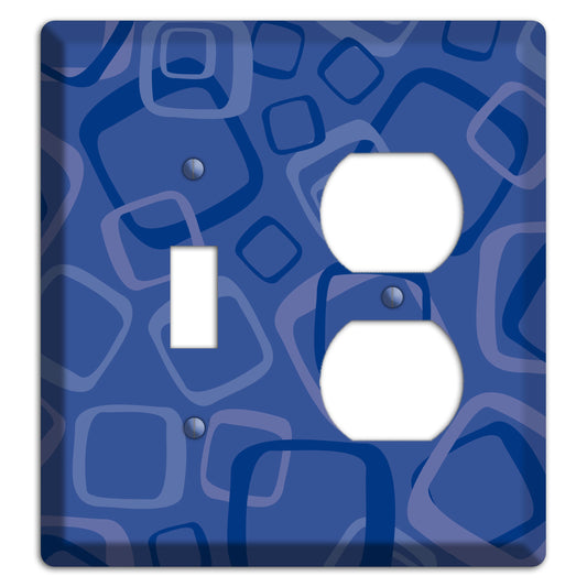 Multi Blue Random Retro Squares Toggle / Duplex Wallplate
