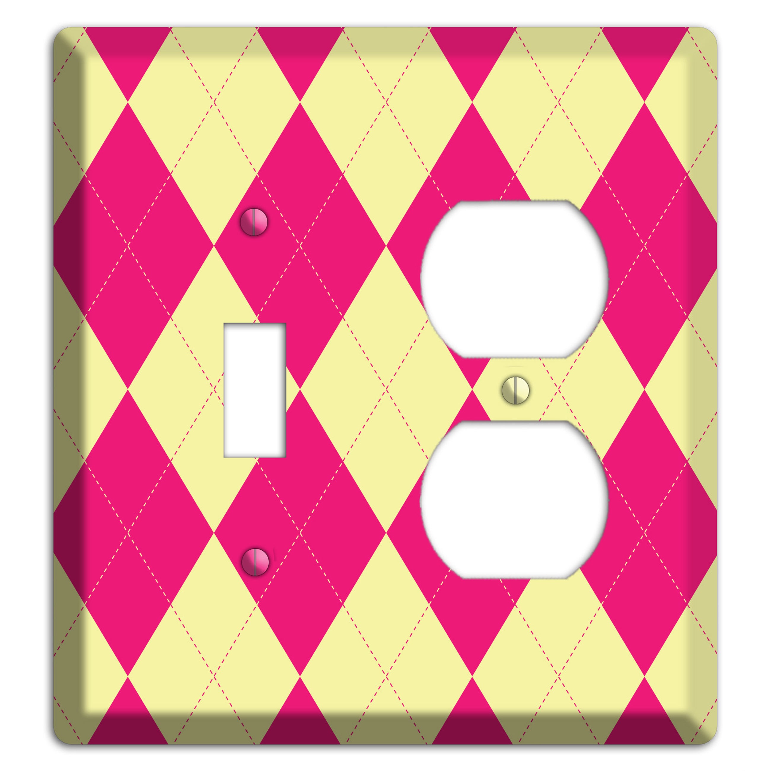 Pink and Yellow Argyle Toggle / Duplex Wallplate