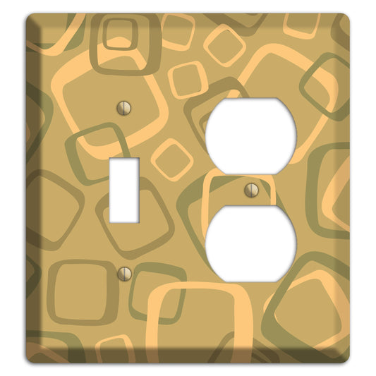 Multi Olive Random Retro Squares Toggle / Duplex Wallplate