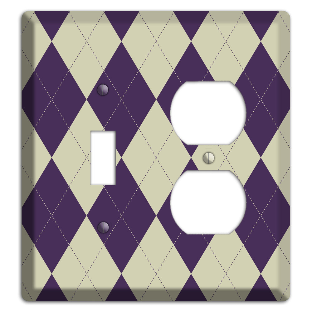 Purple and Tan Argyle Toggle / Duplex Wallplate