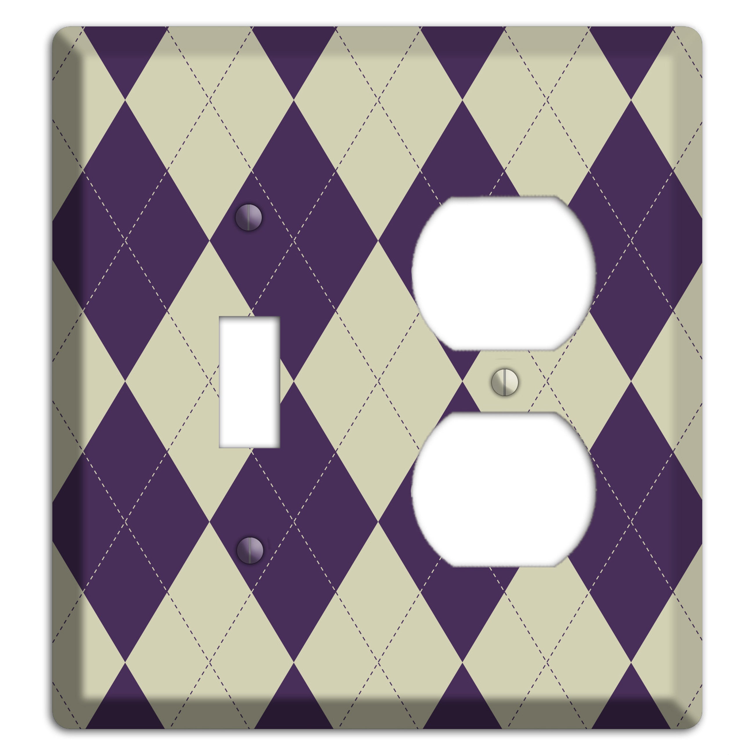Purple and Tan Argyle Toggle / Duplex Wallplate