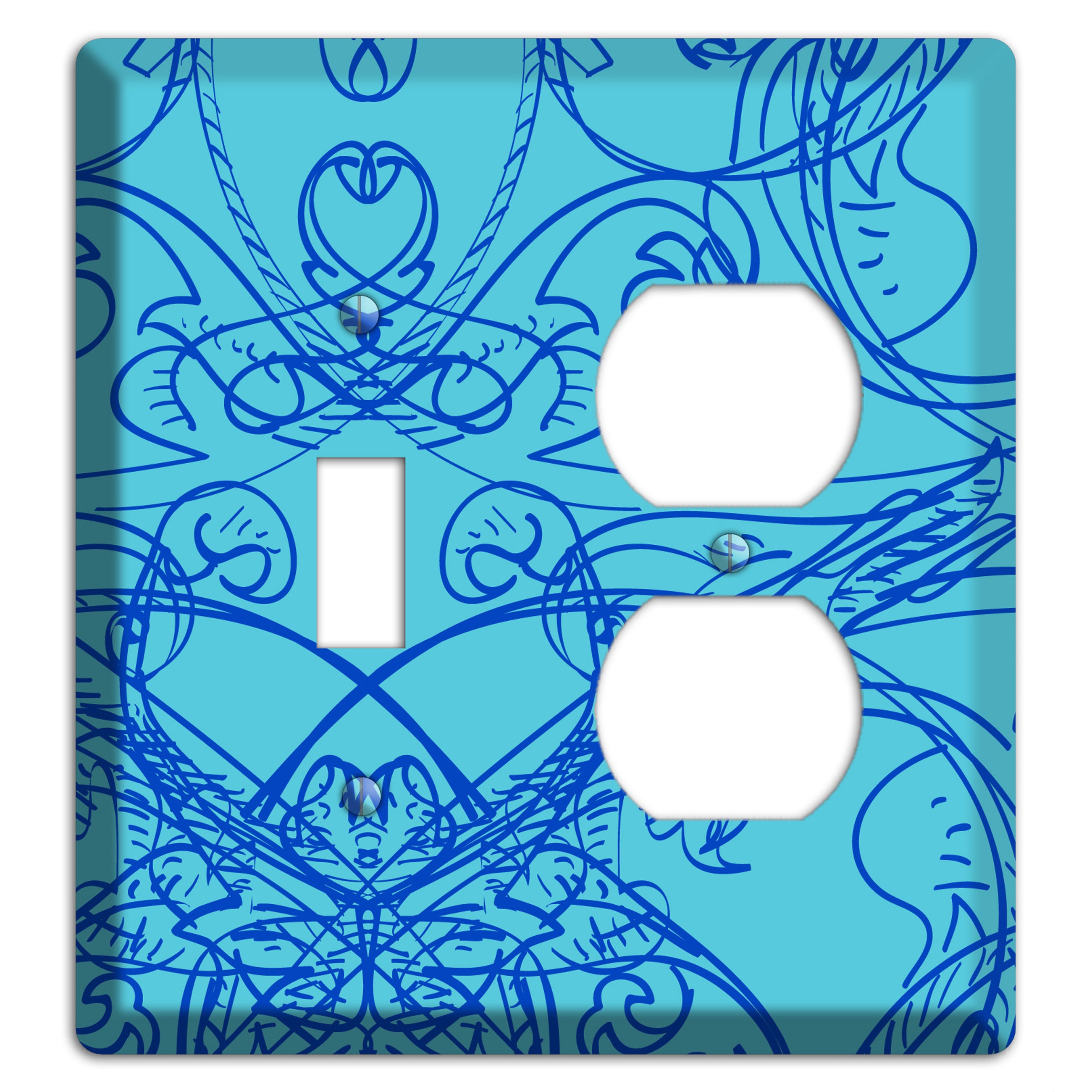 Turquoise Deco Sketch Toggle / Duplex Wallplate