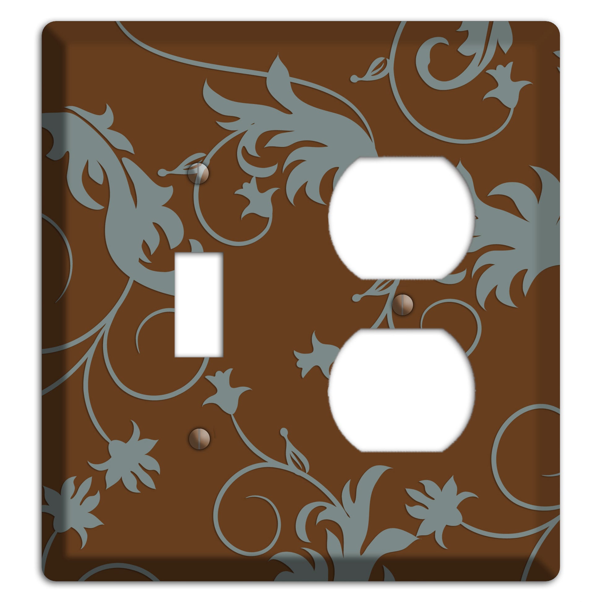 Brown and Grey Victorian Sprig Toggle / Duplex Wallplate