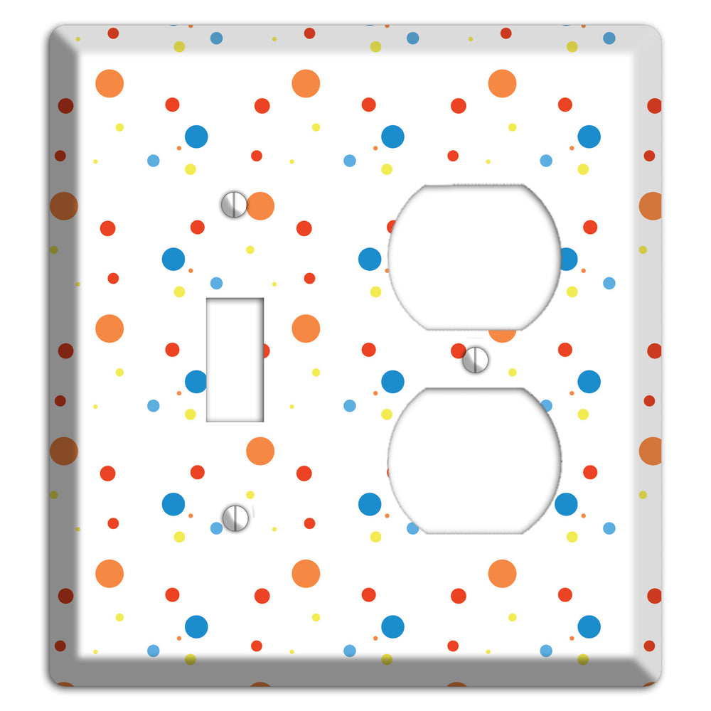 White with Multi Color Small Dots 2 Toggle / Duplex Wallplate