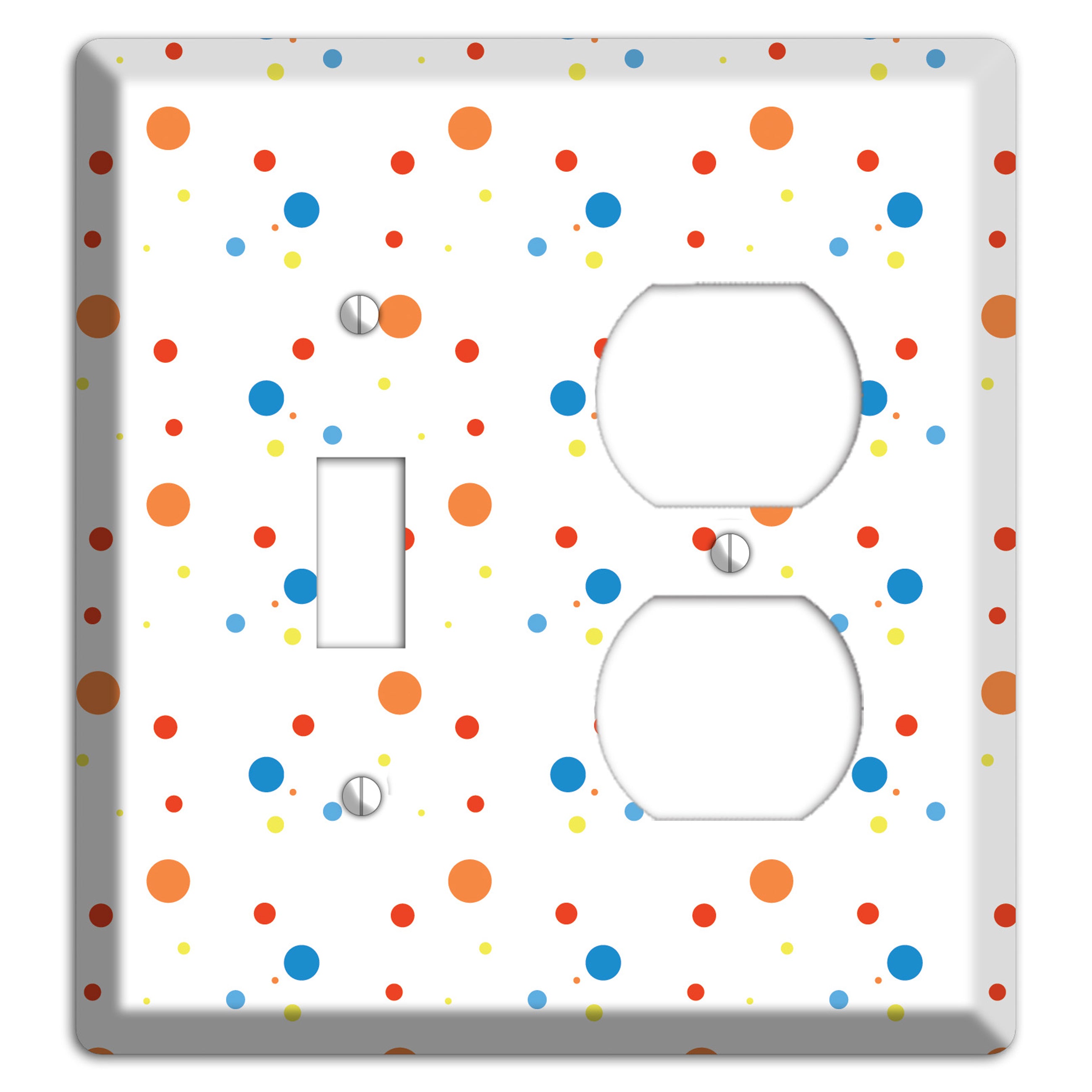 White with Multi Color Small Dots 2 Toggle / Duplex Wallplate