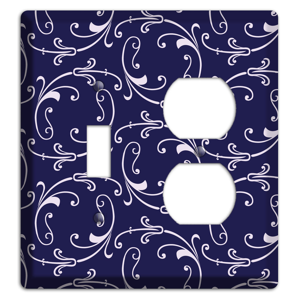 Navy Victorian Sprig Toggle / Duplex Wallplate