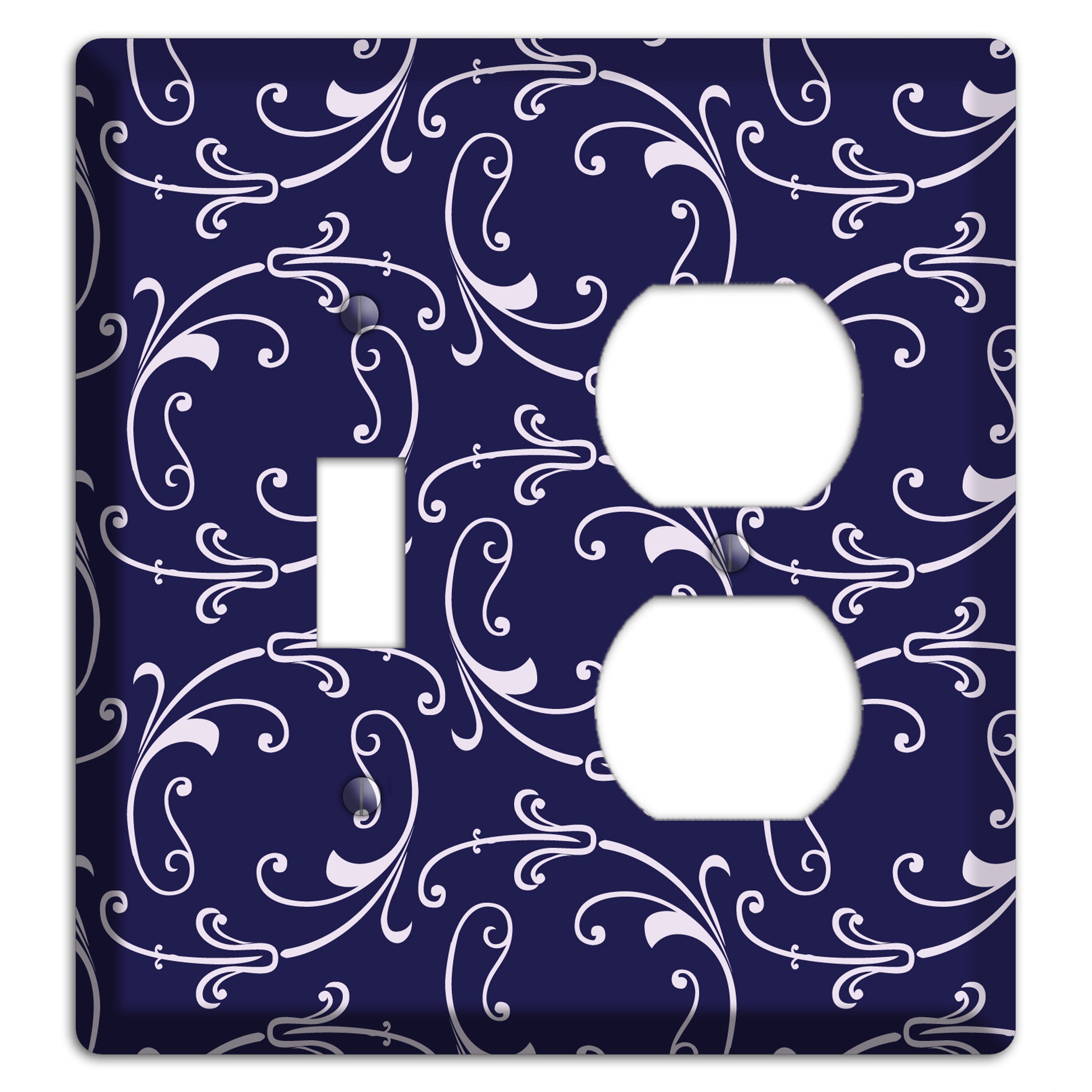 Navy Victorian Sprig Toggle / Duplex Wallplate