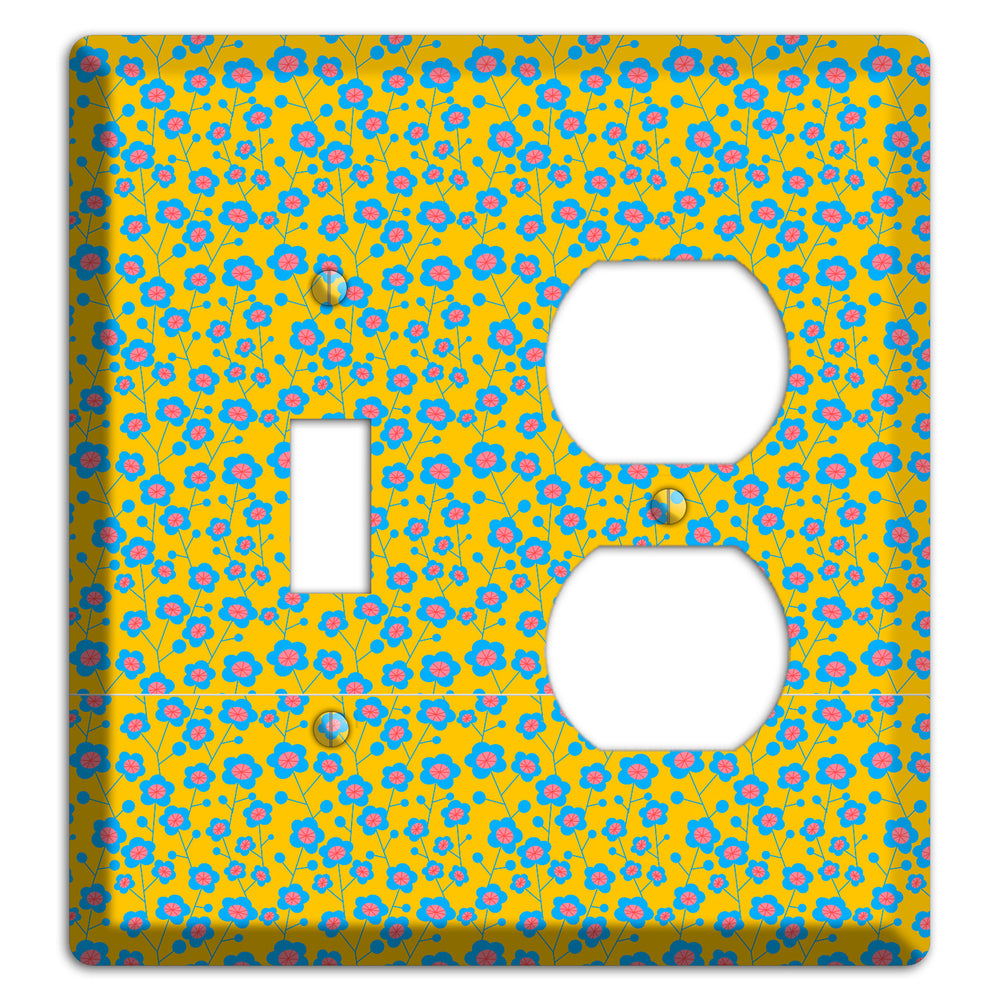 Yellow Blue Pink Calico Toggle / Duplex Wallplate