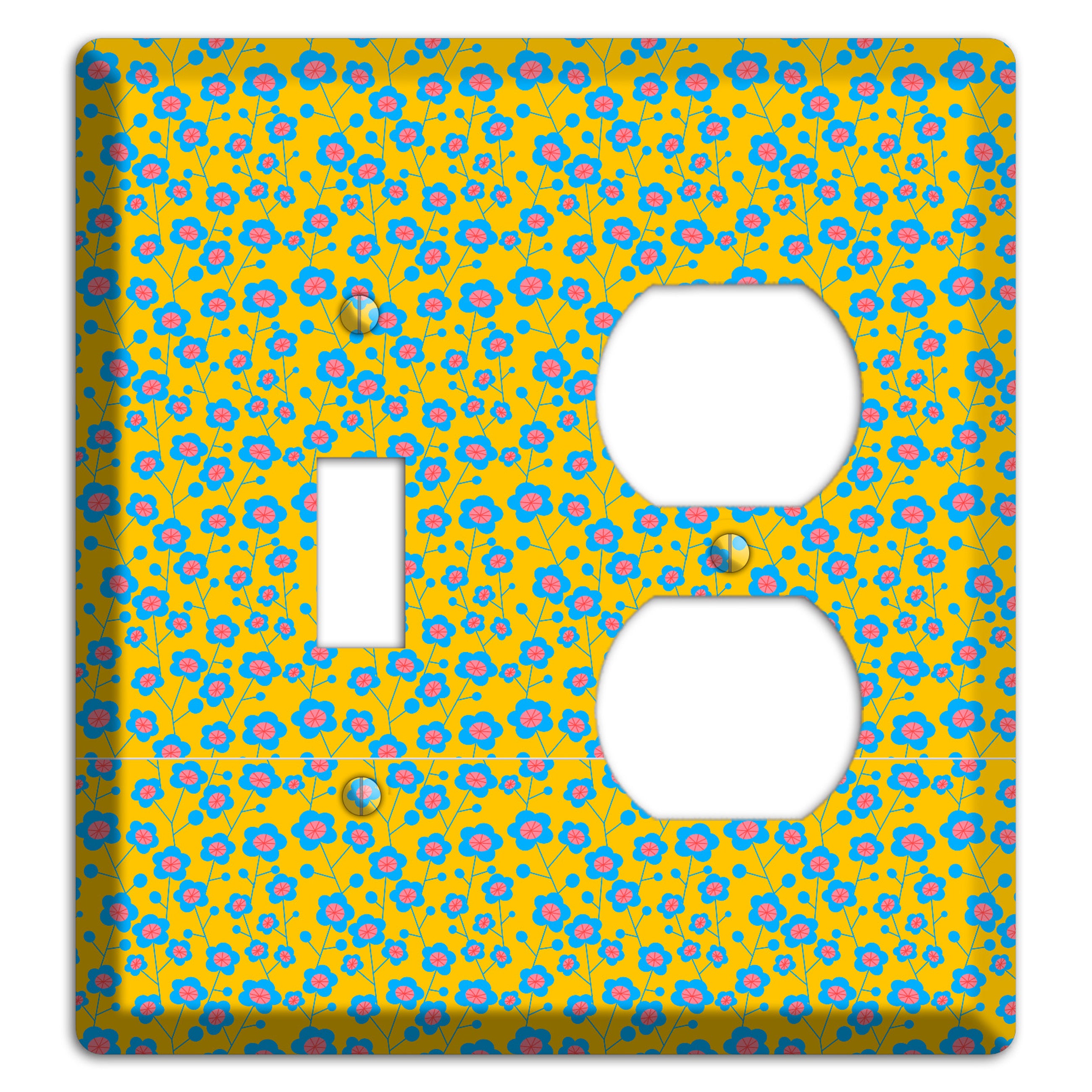 Yellow Blue Pink Calico Toggle / Duplex Wallplate