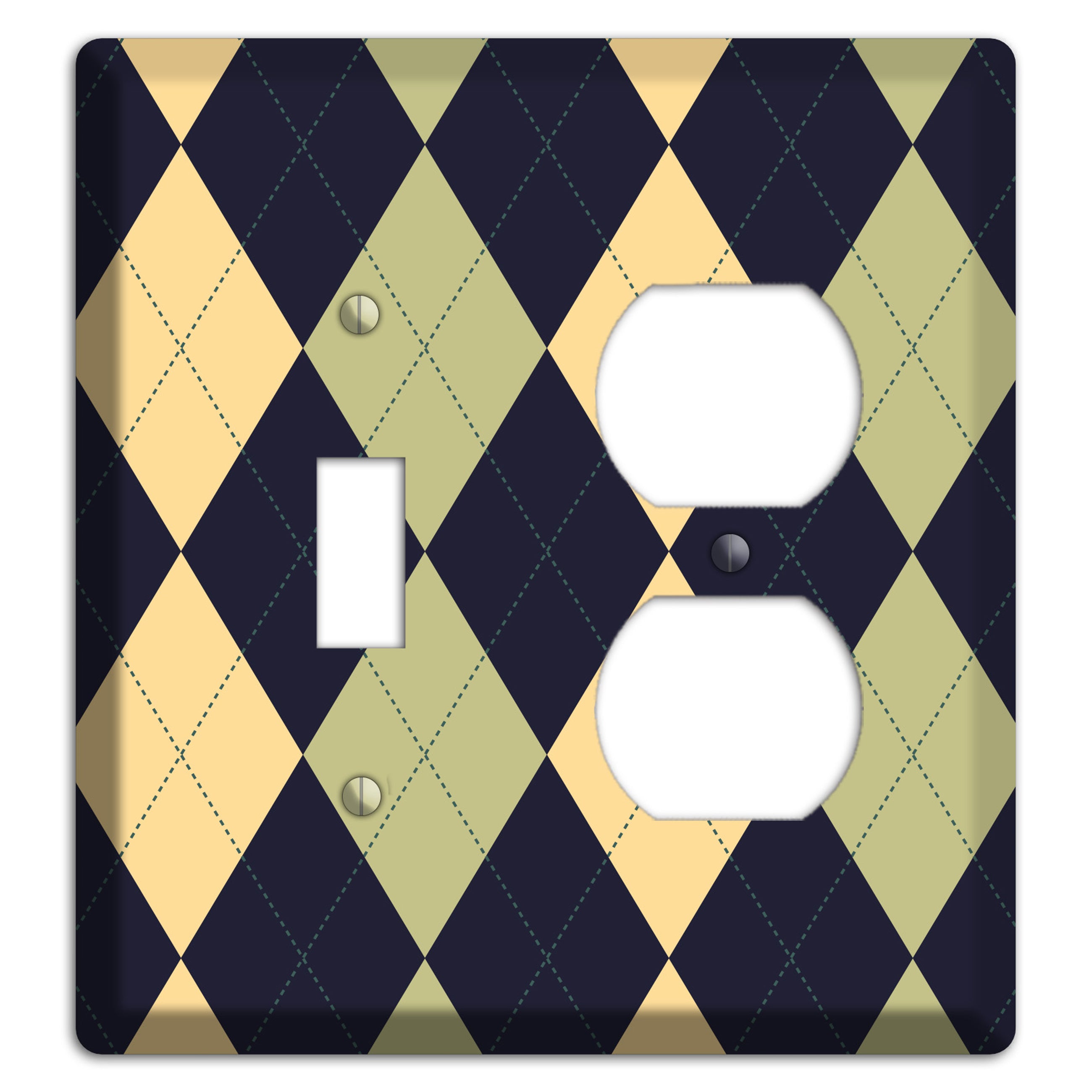 Yellow and Tan Argyle Toggle / Duplex Wallplate