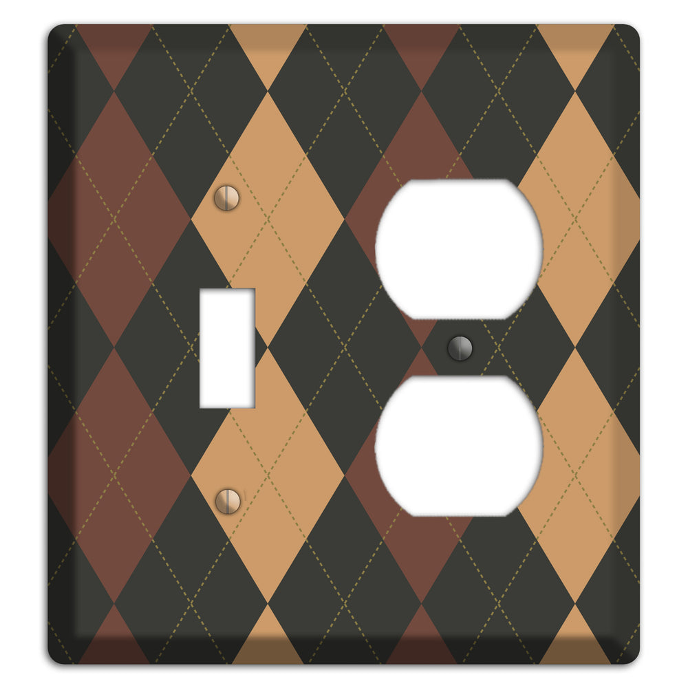 Maroon and Tan Argyle Toggle / Duplex Wallplate