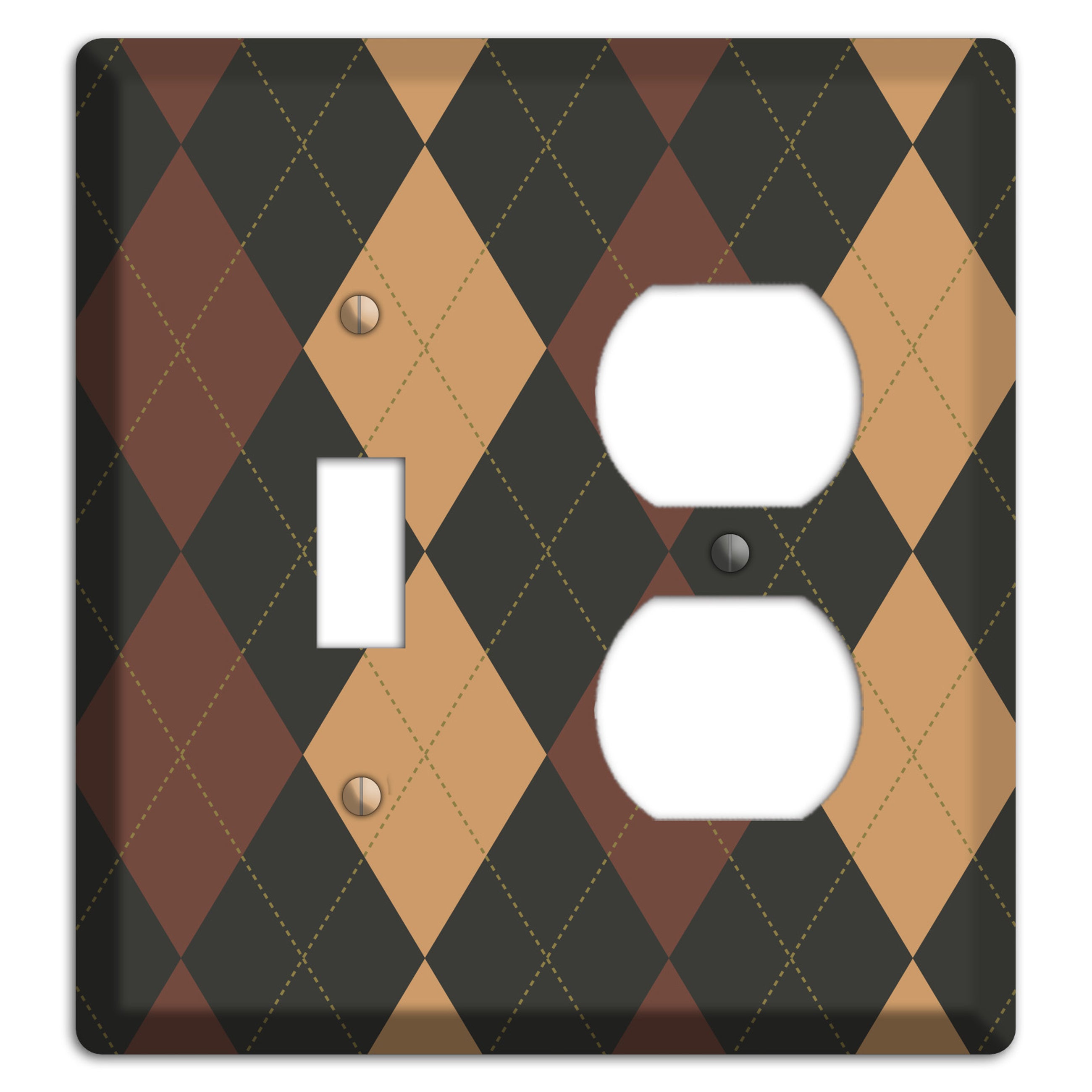Maroon and Tan Argyle Toggle / Duplex Wallplate