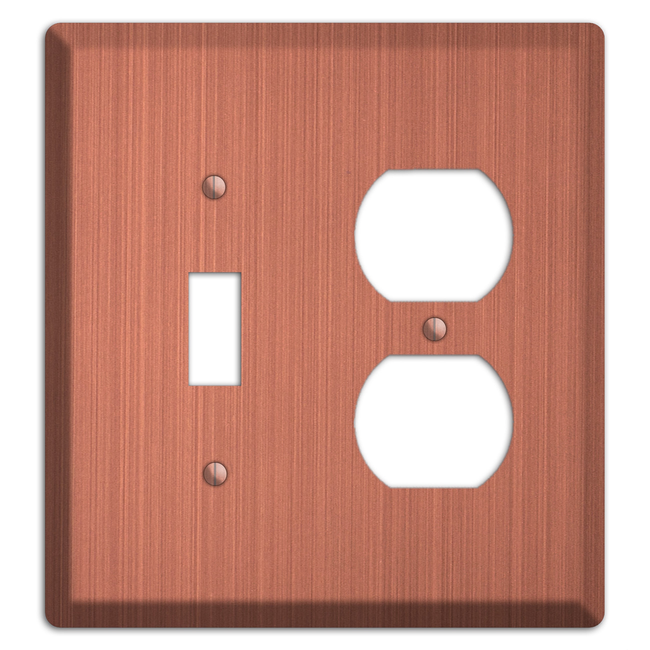 Antique Brushed Solid Copper Toggle / Duplex Wallplate
