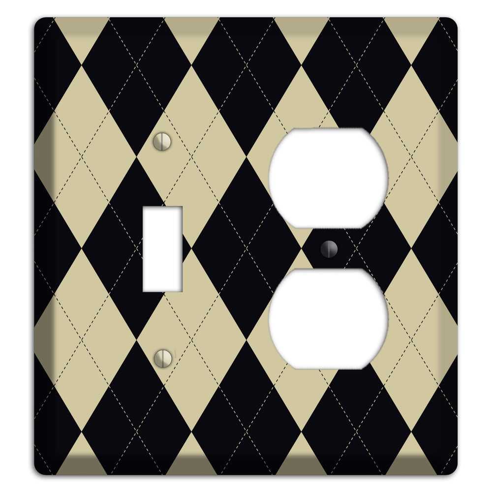 Tan and Black Argyle Toggle / Duplex Wallplate