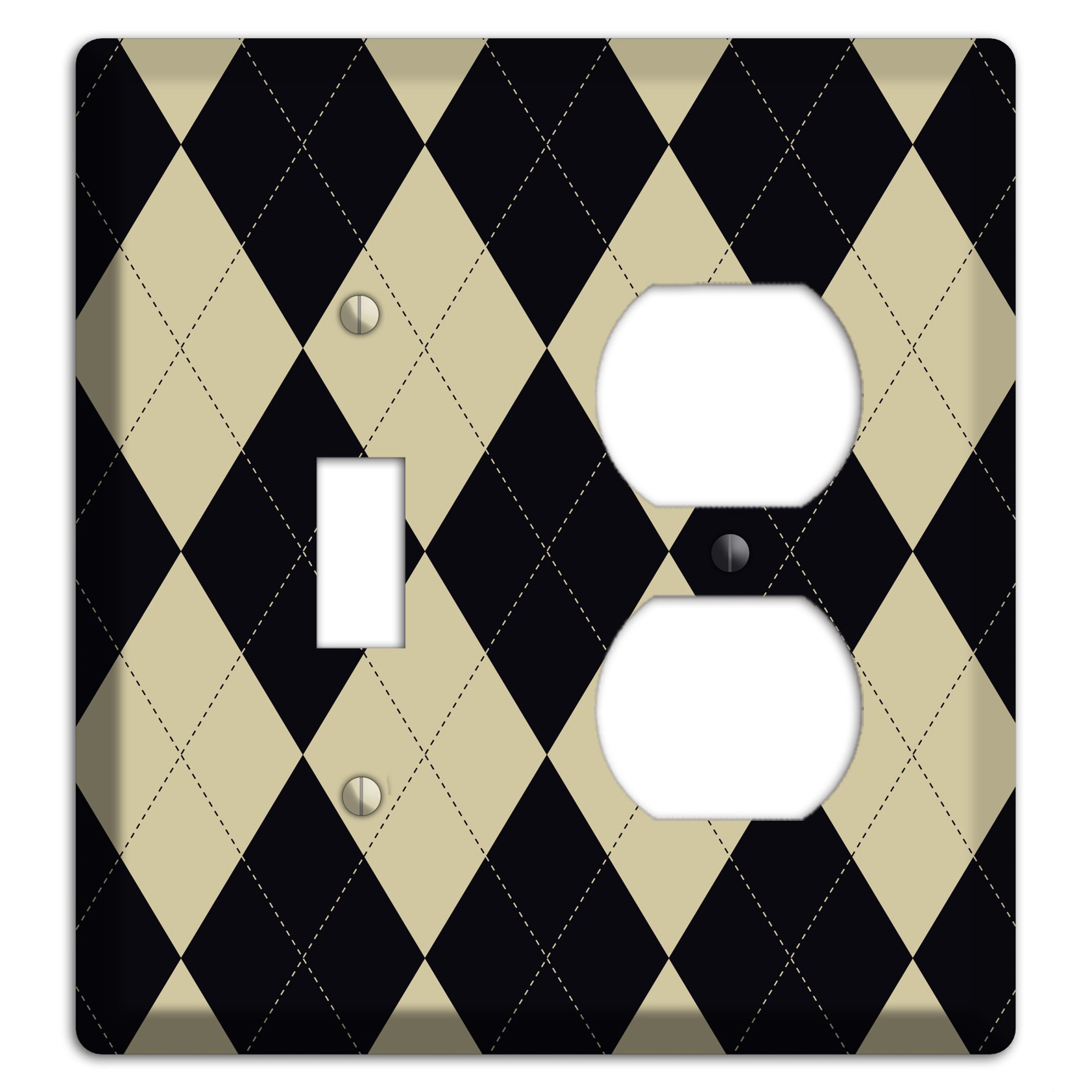 Tan and Black Argyle Toggle / Duplex Wallplate