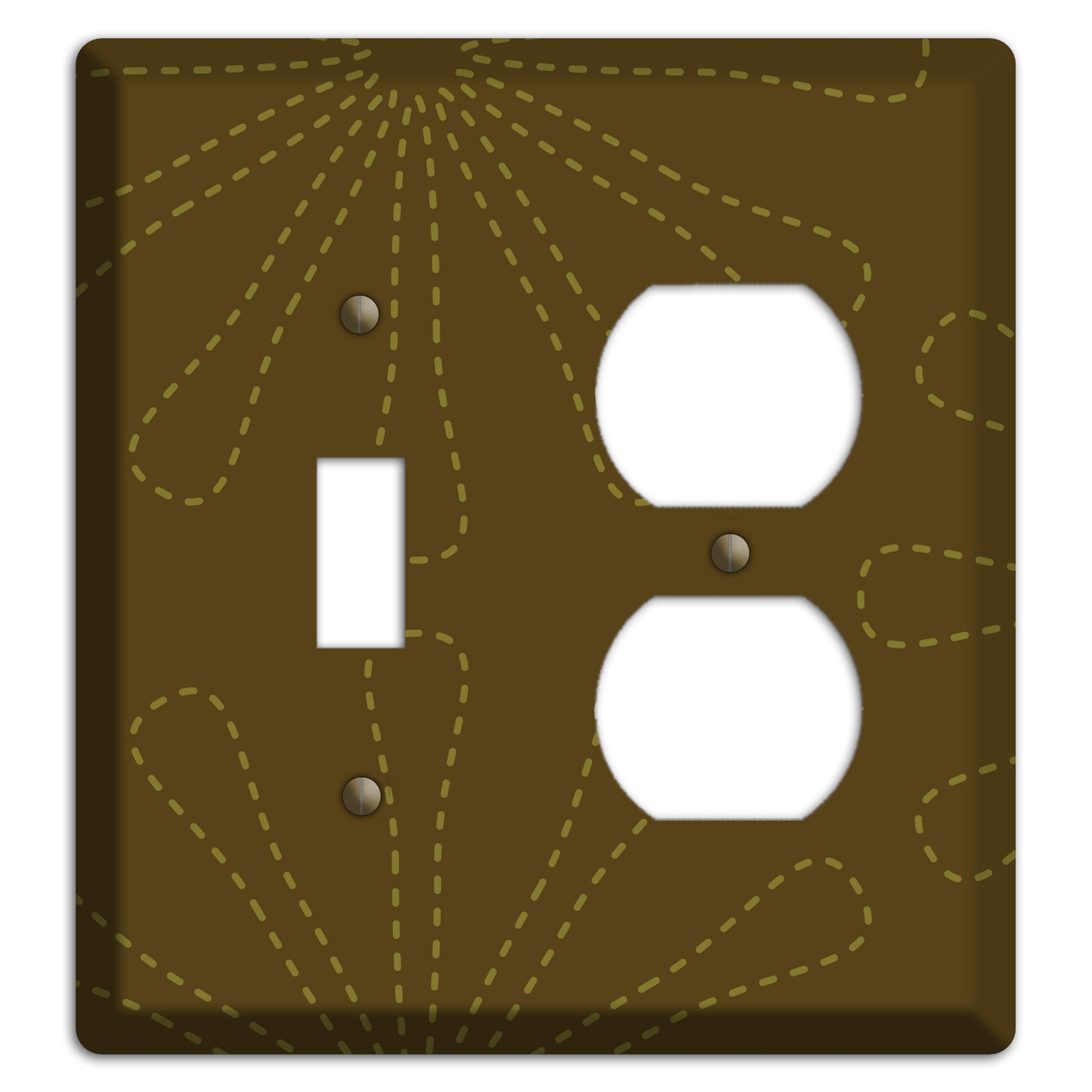 Brown Retro Stipple Floral Contour Toggle / Duplex Wallplate