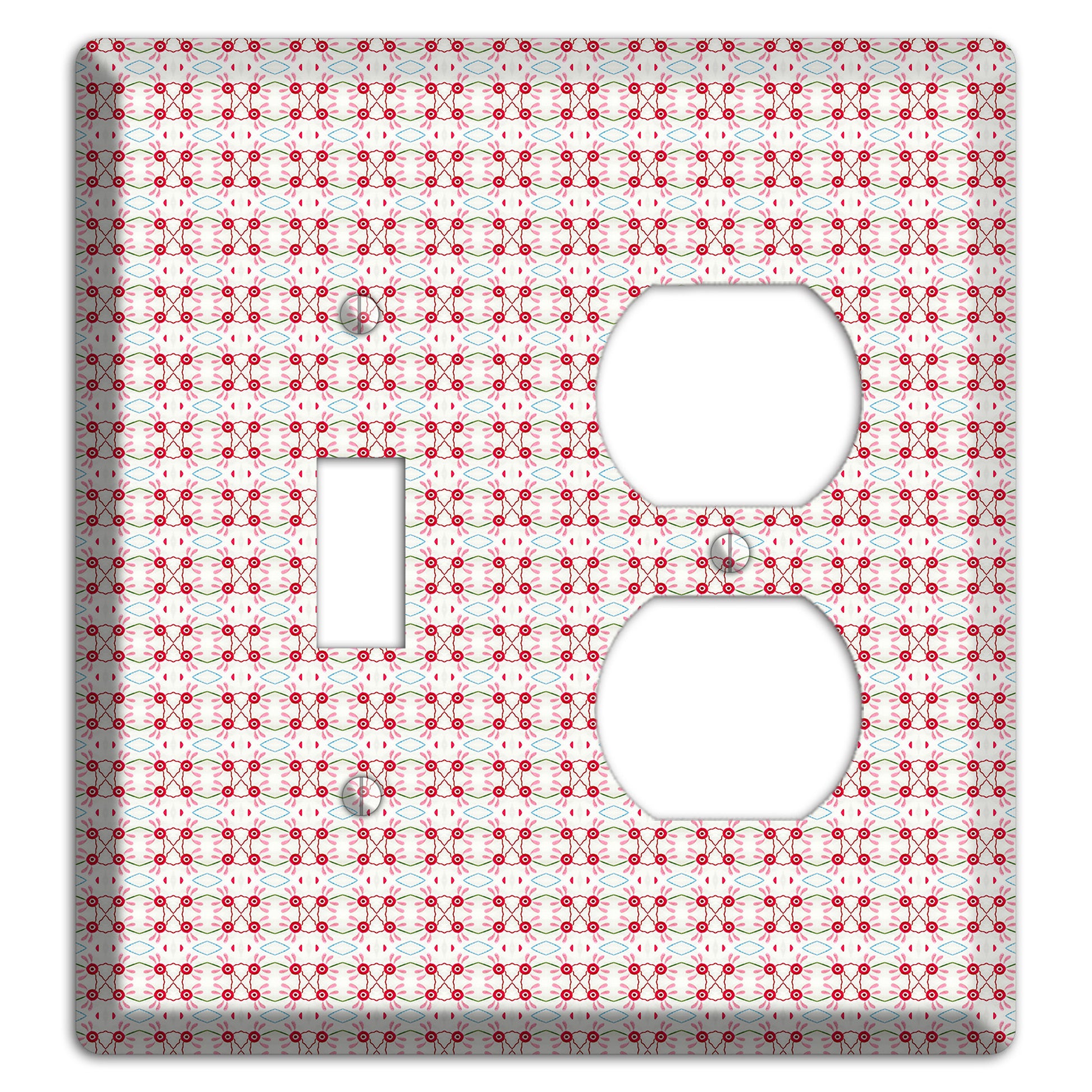 White with Red Ball and Stick Tapestry Toggle / Duplex Wallplate