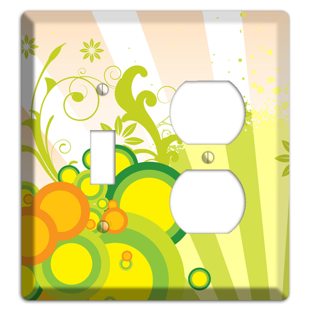 Green Yellow Orange Retro Sprig Toggle / Duplex Wallplate