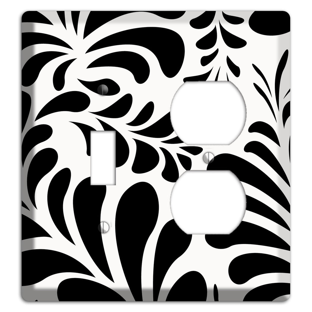 White with Black Herati Toggle / Duplex Wallplate