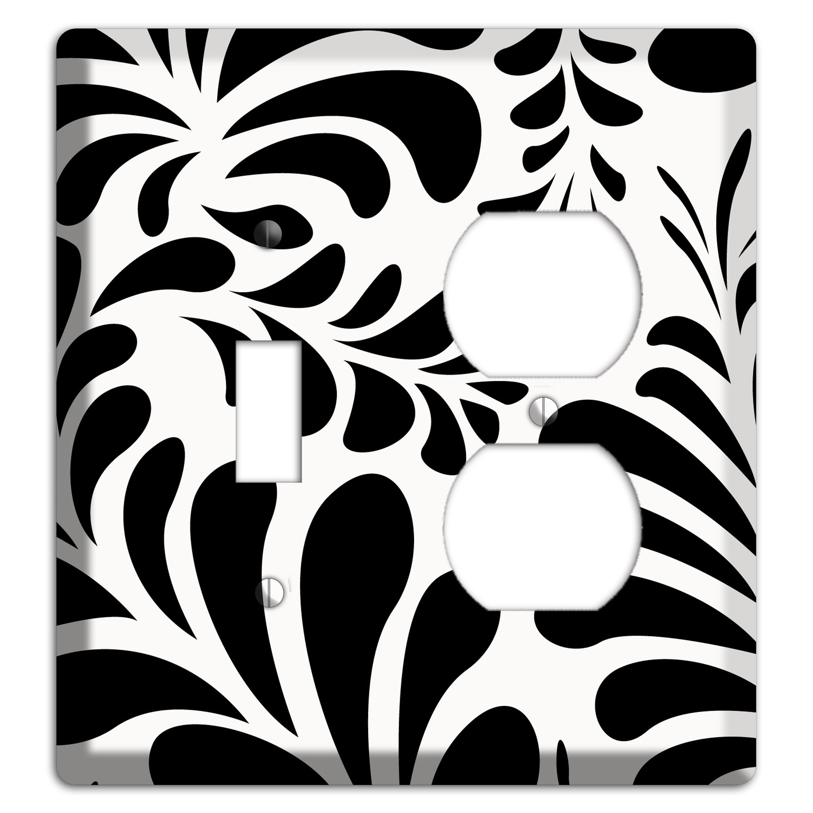 White with Black Herati Toggle / Duplex Wallplate