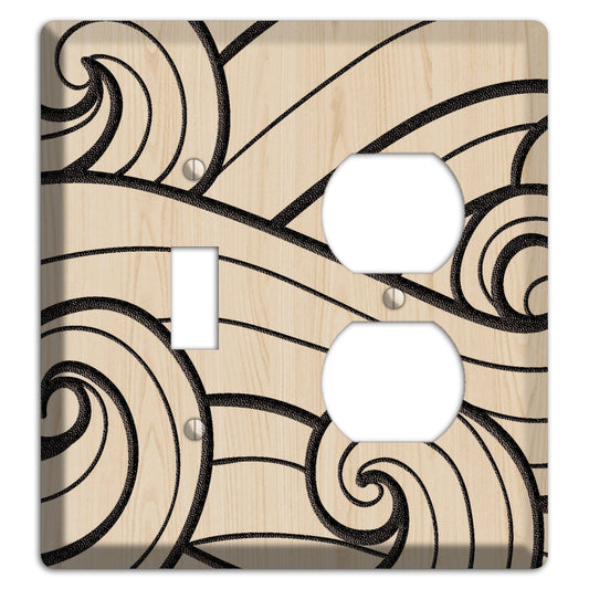 Abstract Curl Wood Lasered Toggle / Duplex Wallplate