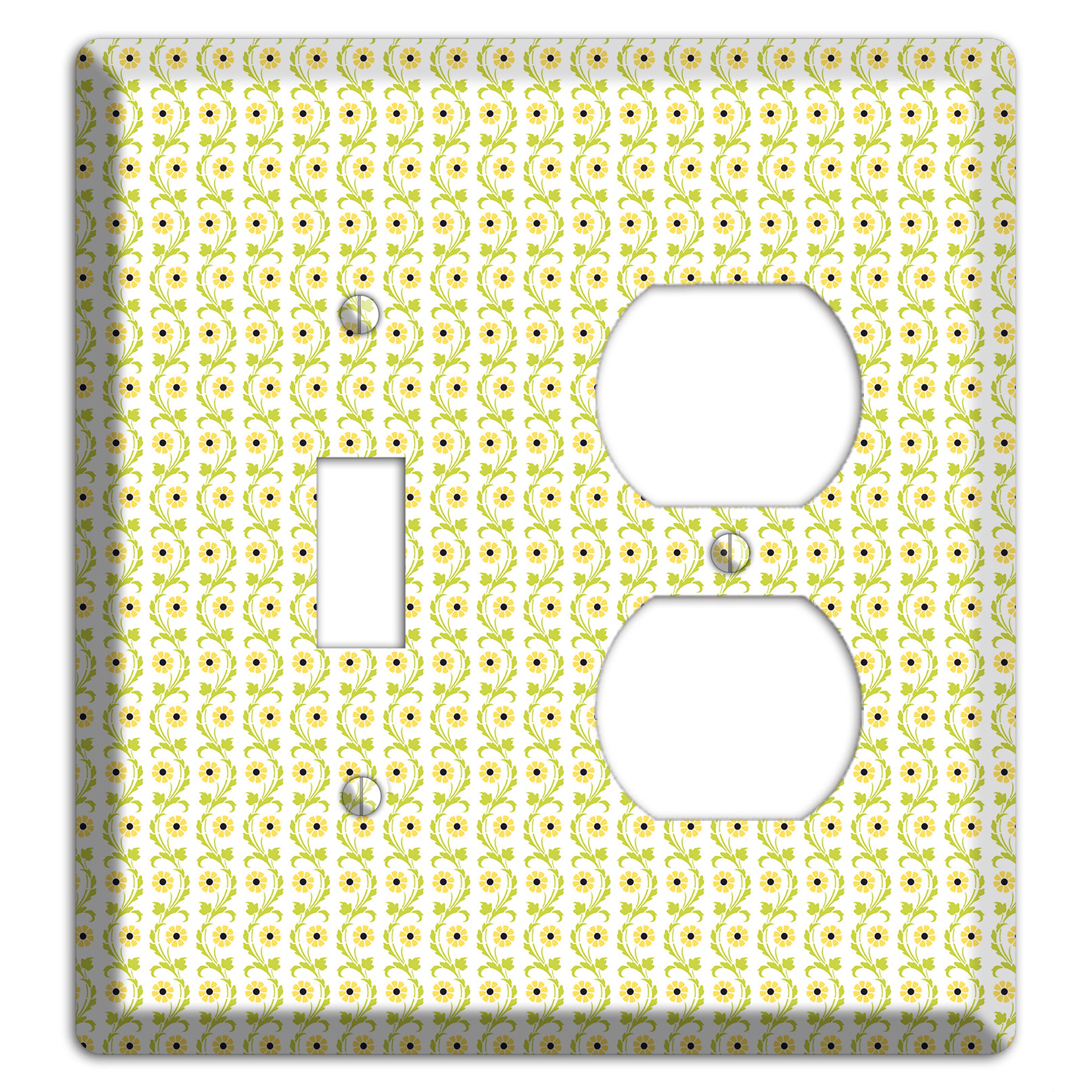 Tiny Yellow and Green Retro Sprig Toggle / Duplex Wallplate